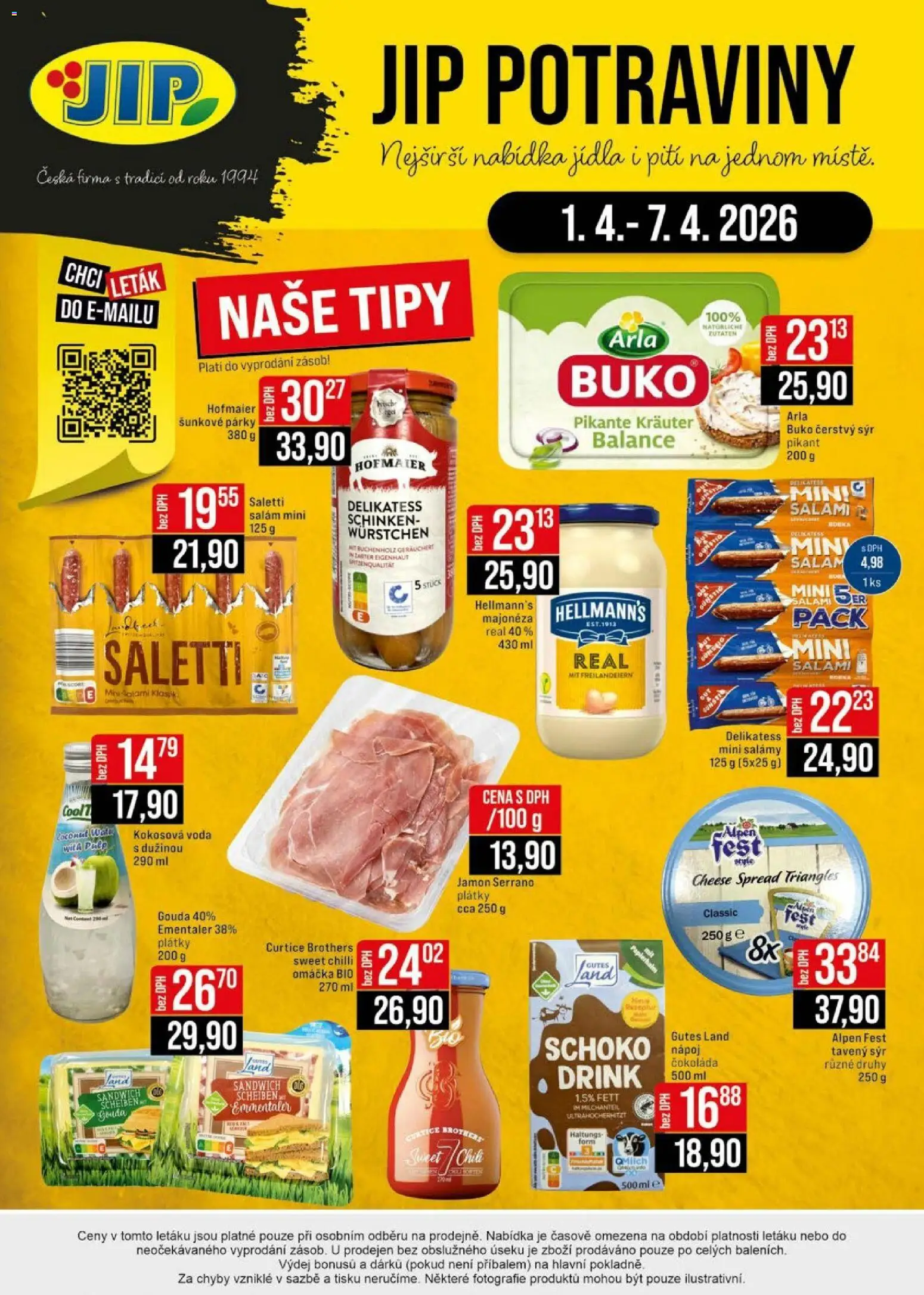 Jip leták - Cash & Carry od 01.04.2026 | Strana: 20 | Produkty: Tavený sýr, Sýr, Jamon, Potraviny
