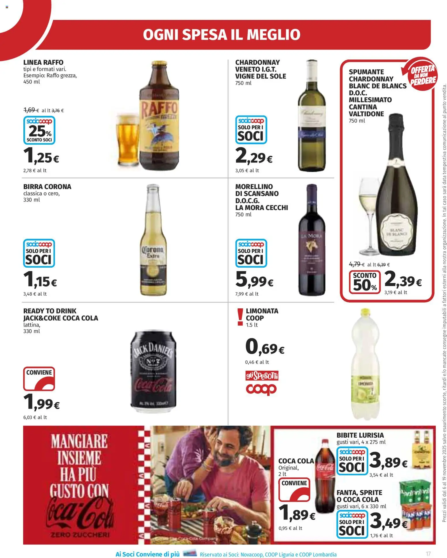 Volantino Ipercoop del 06.11.2025 | Pagina: 17 | Prodotti: Birra, Limonata, Spumante, Coca Cola