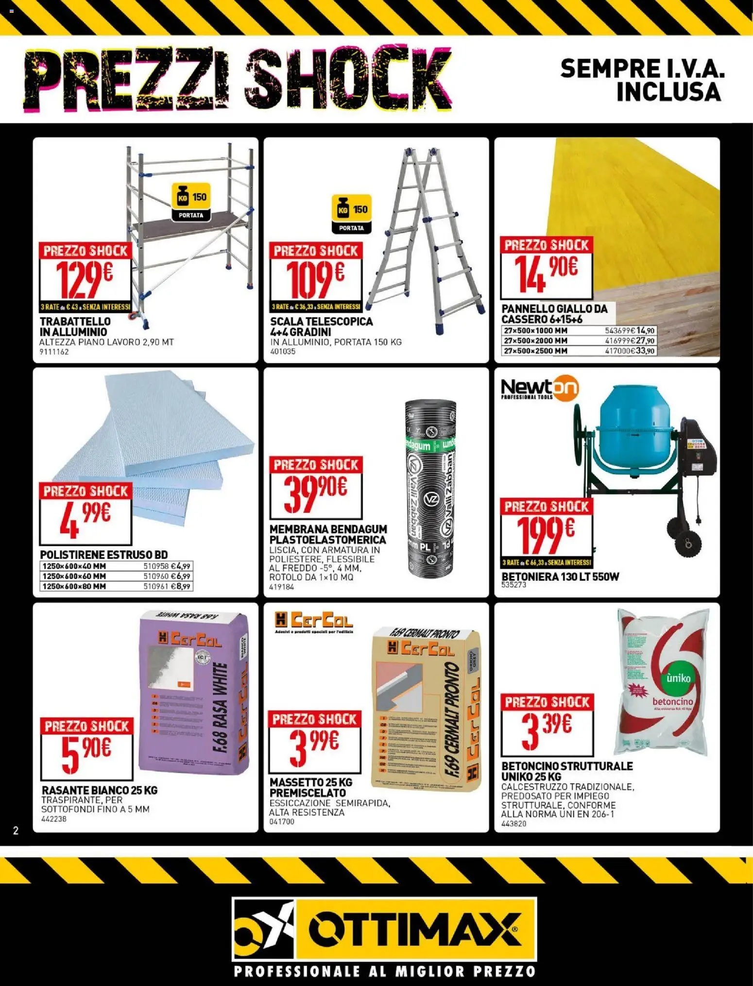 Volantino Ottimax del 09.04.2026 | Pagina: 2 | Prodotti: Scala, Betoniera, Alluminio