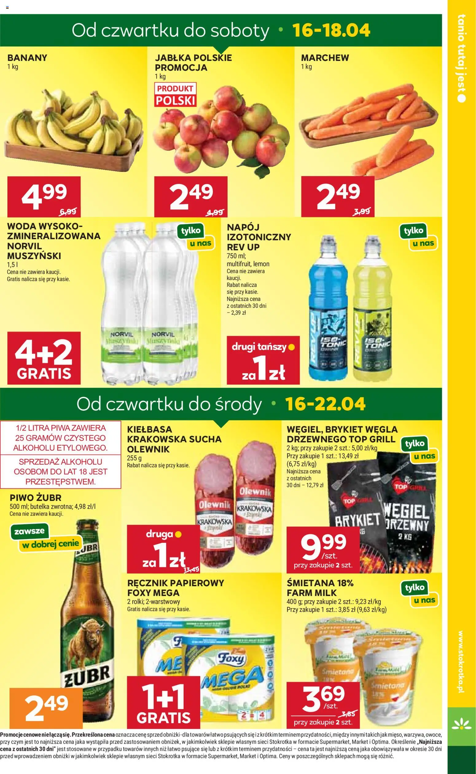 Stokrotka gazetka - Market od 16.04.2026 | Strona: 9 | Produkty: Piwo żubr, Top, Grill, Banany