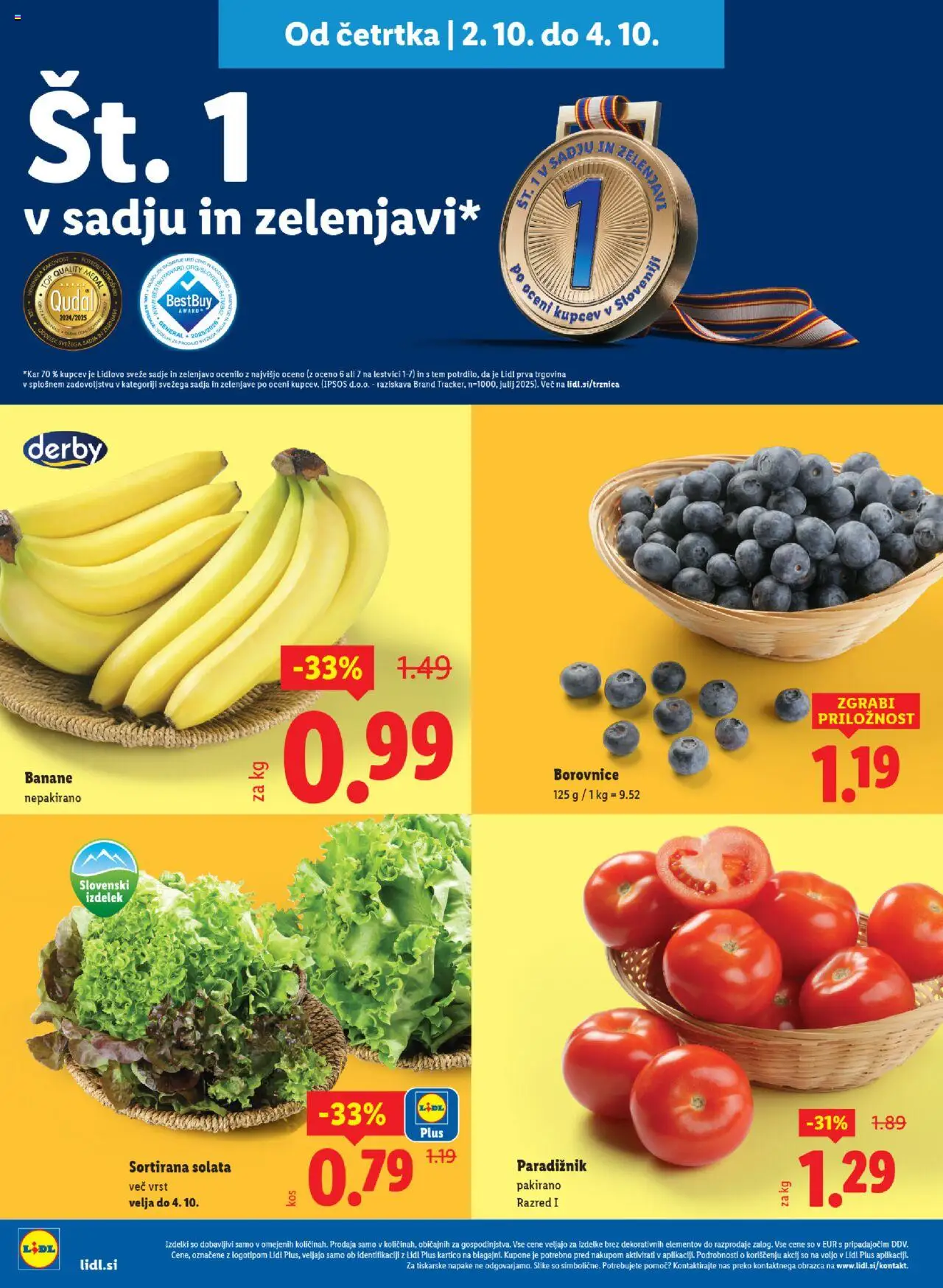 Novi Lidl katalog ponudbe – veljaven od 02.10.2025 | Stran: 6 | Izdelki: Paradiznik, Banane, Borovnice, Solata