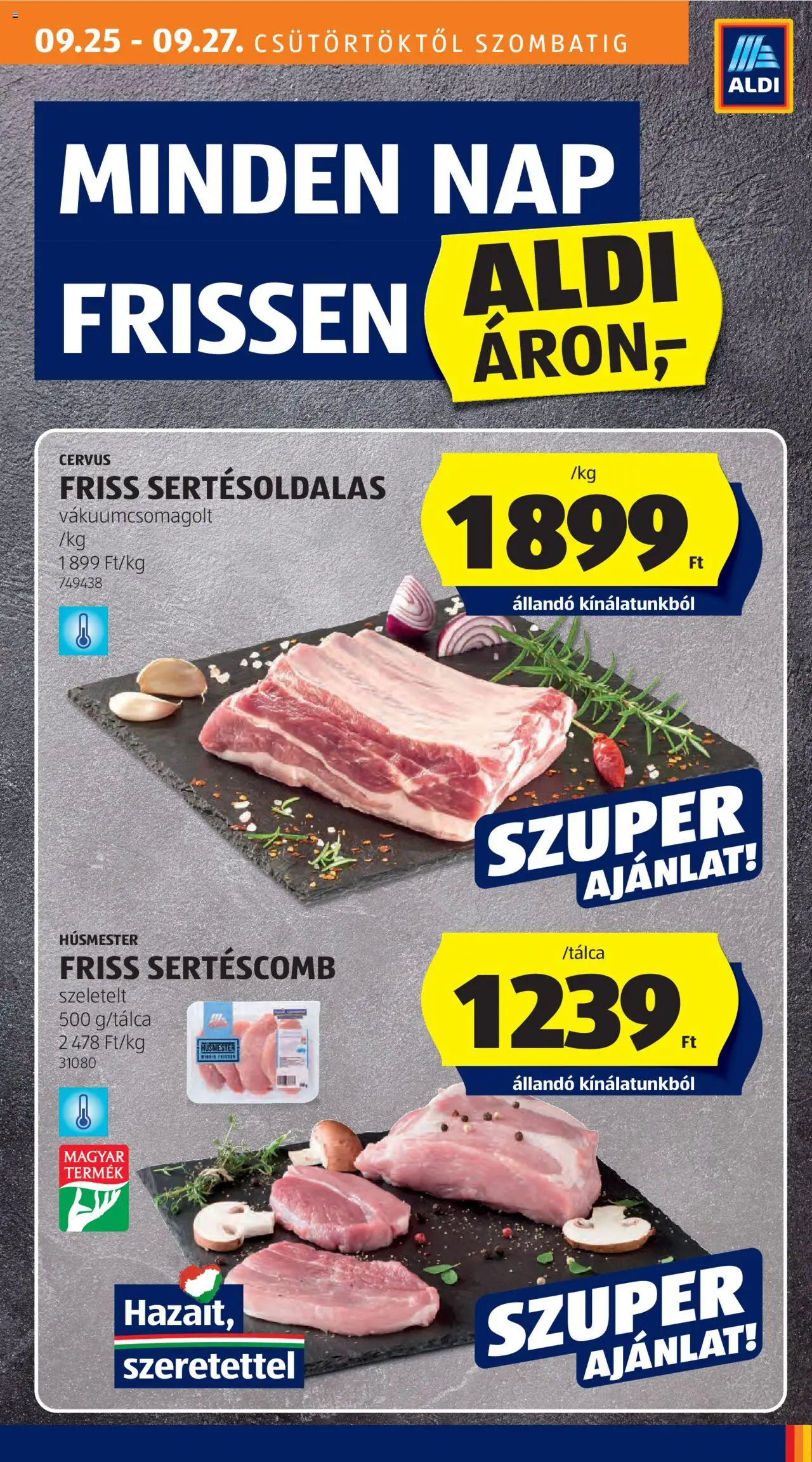 Aldi akciós ujság - amely érvényes a következő dátumtól: 25.09.2025 | Oldal: 17 | Termékek: Sertéscomb