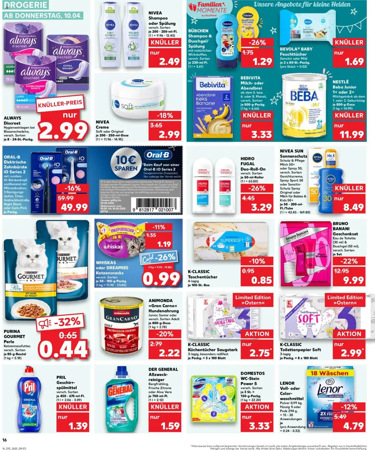 Kaufland - Leipzig-Reudnitz-Thonberg, Dresdner Straße 80 - gültig ab dem 10.04.2025 | Seite: 16 | Produkte: Shampoo, Zahnbürste, Waschmittel, Whiskas