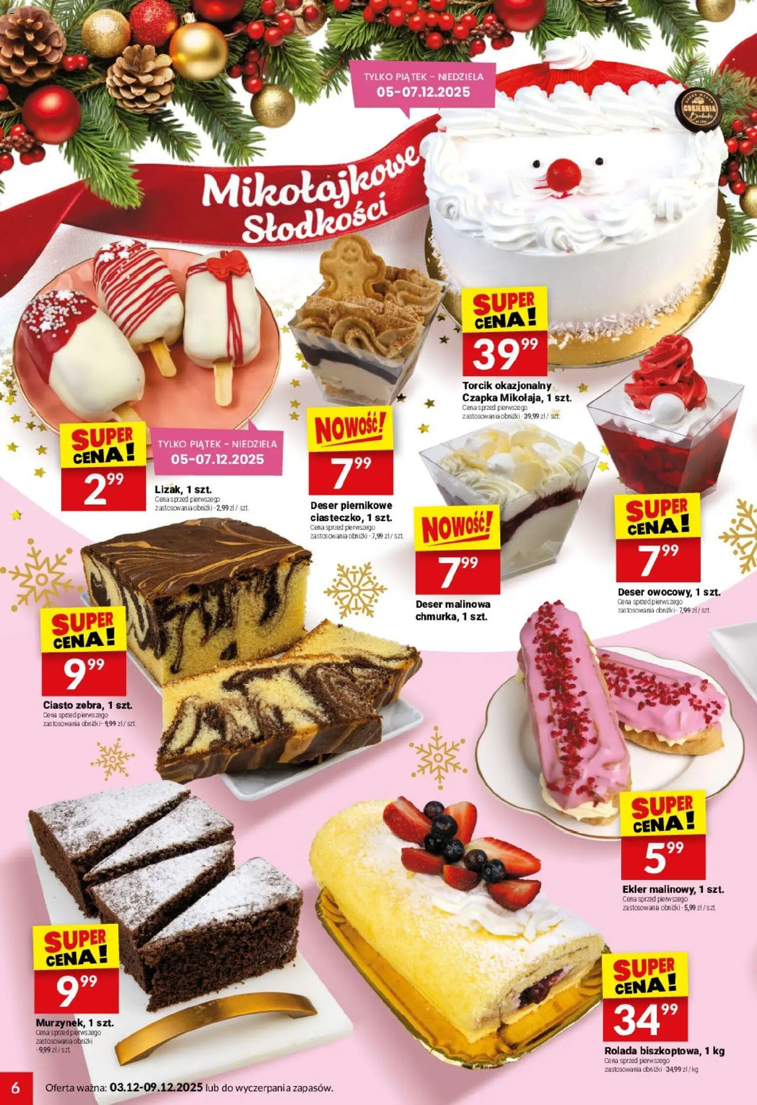 Twój Market Gazetka od 03.12.2025 | Strona: 6 | Produkty: Czapka, Rolada, Ciasto