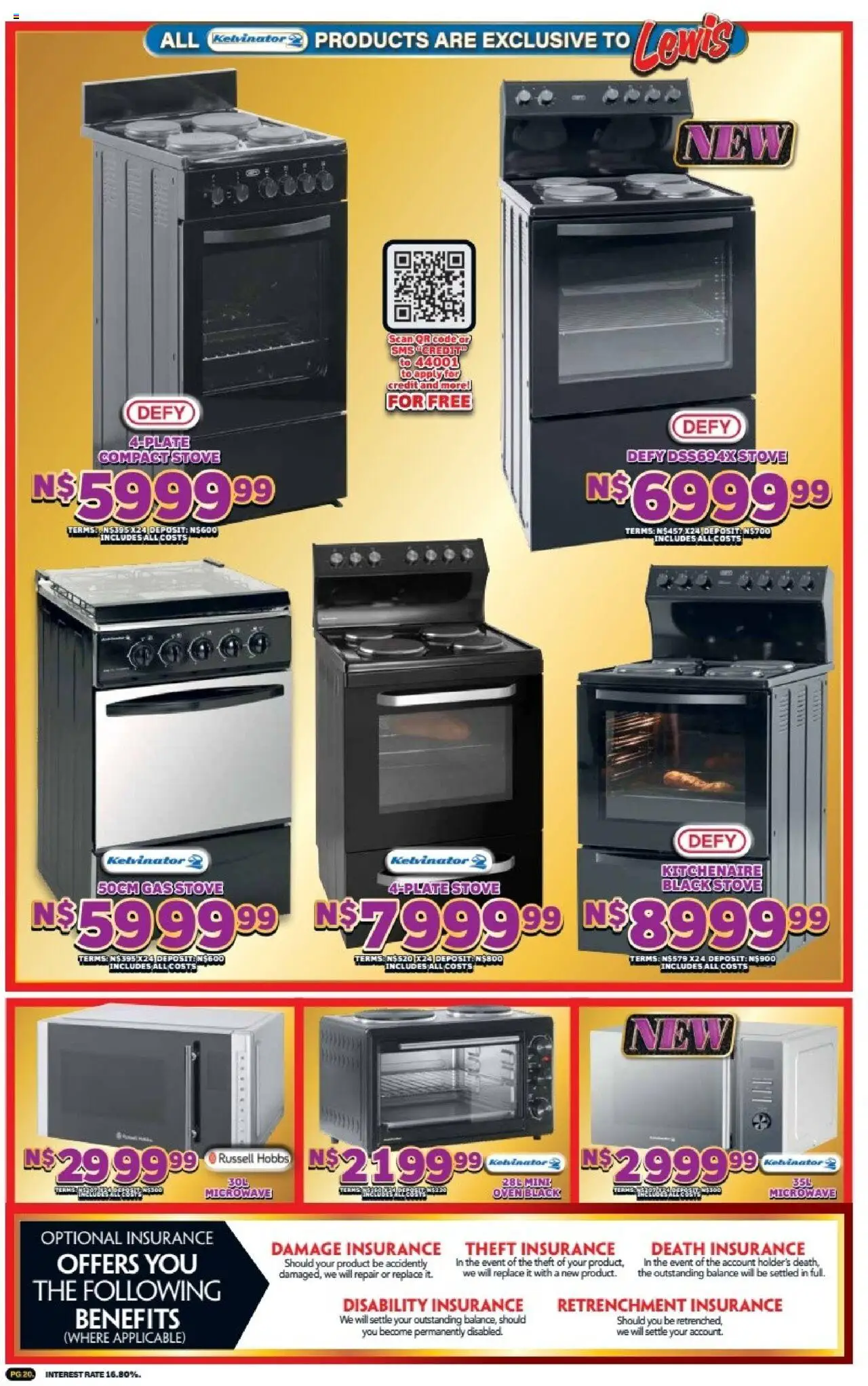 New Lewis Stores catalogue – valid from 01.10.2025 | Page: 20 | Products: Oven, Microwave oven, Microwave, Gas stove