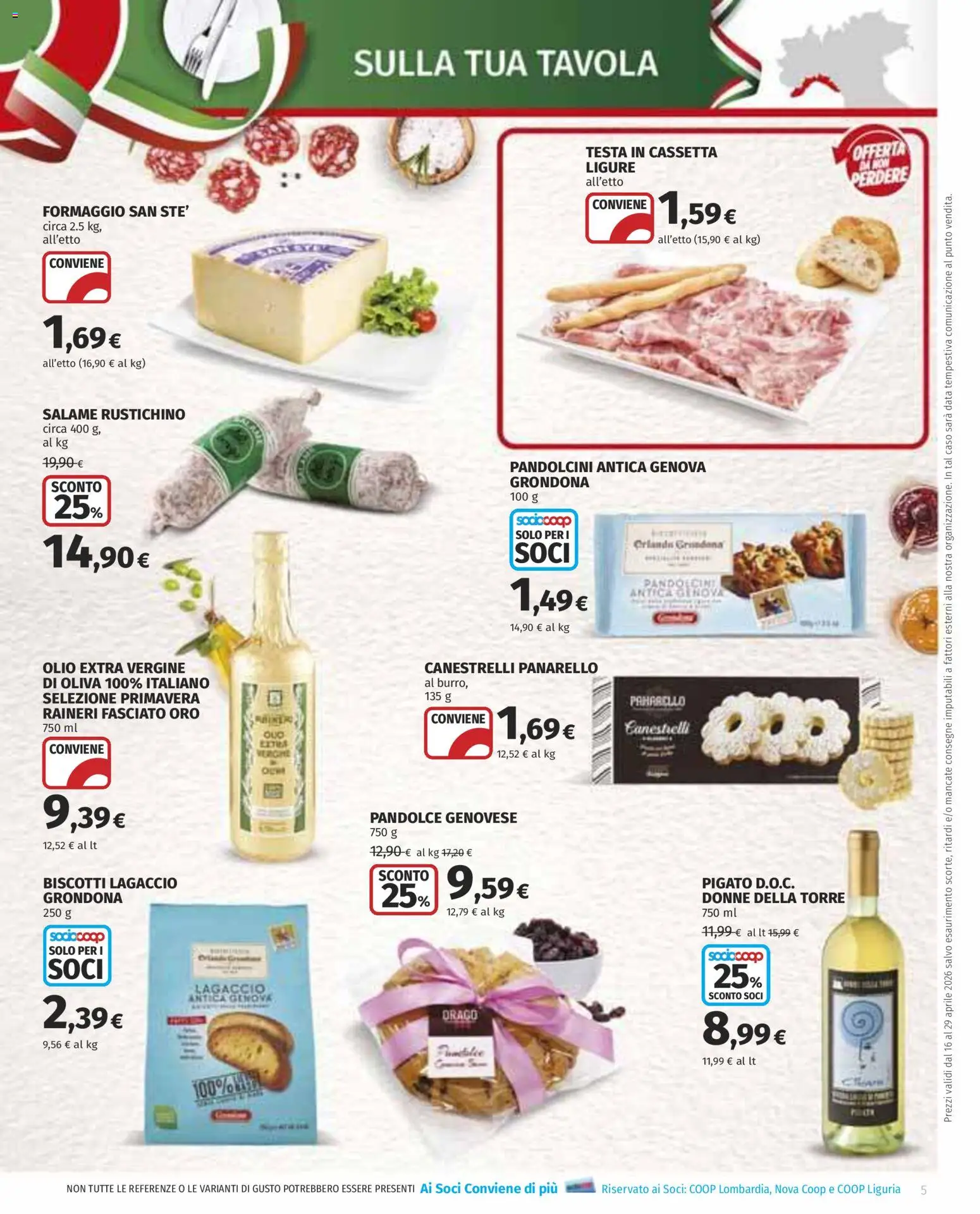 Volantino COOP del 16.04.2026 | Pagina: 5 | Prodotti: Biscotti, Olio, Olio extra vergine, Canestrelli