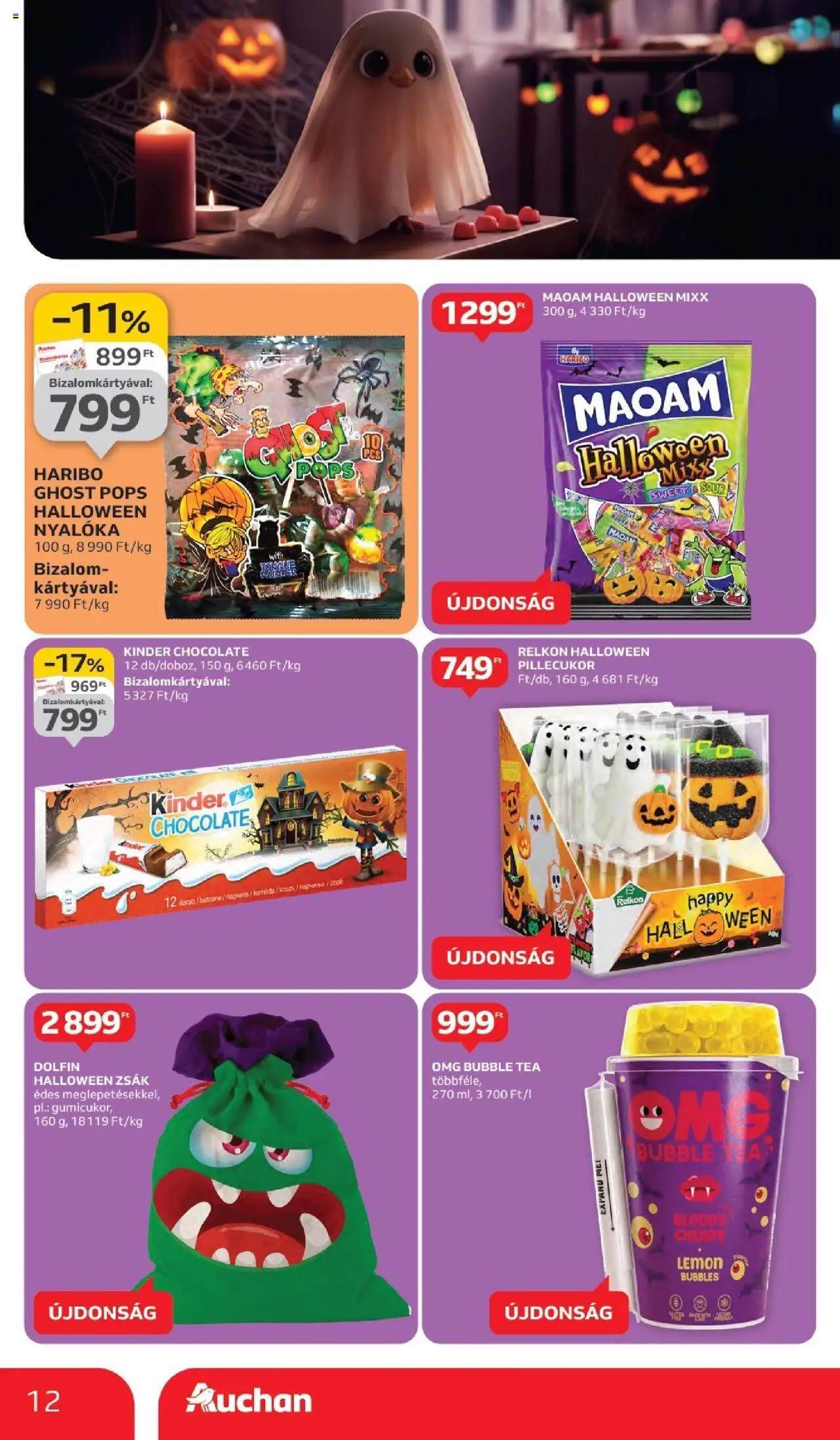 Auchan akciós ujság - amely érvényes a következő dátumtól: 02.10.2025 | Oldal: 12 | Termékek: Nyalóka, Pillecukor, Tea
