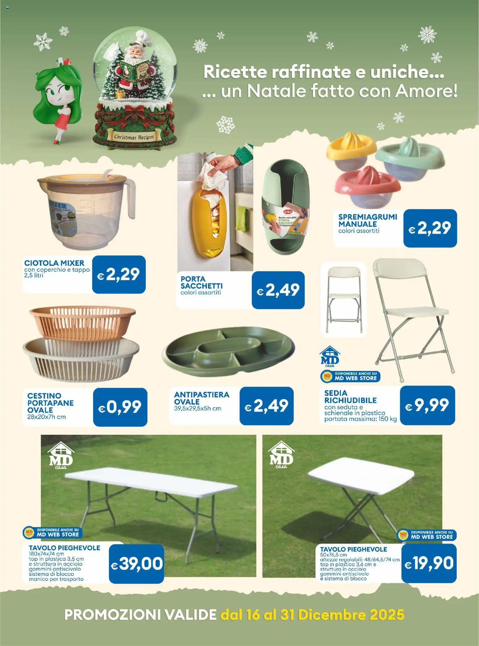 Volantino MD Discount del 16.12.2025 | Pagina: 25 | Prodotti: Spremiagrumi, Ciotola, Portapane, Cestino
