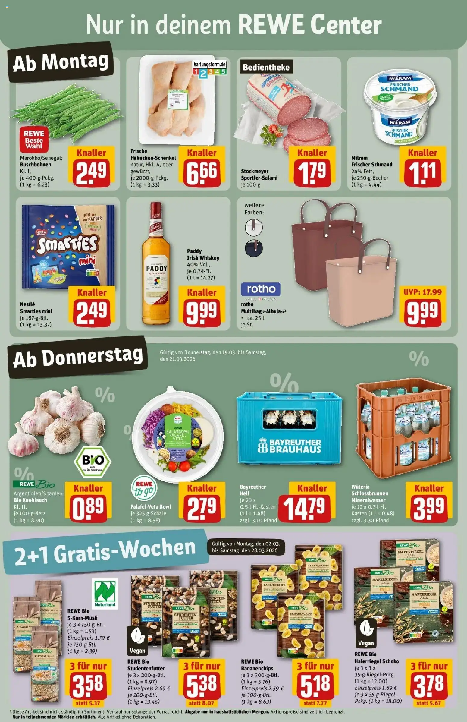 Rewe Prospekt Heidelberg/Handschuhsheim	 – gültig ab 15.03.2026 | Seite: 3 | Produkte: Bayreuther hell, Smarties, Milram, Chips