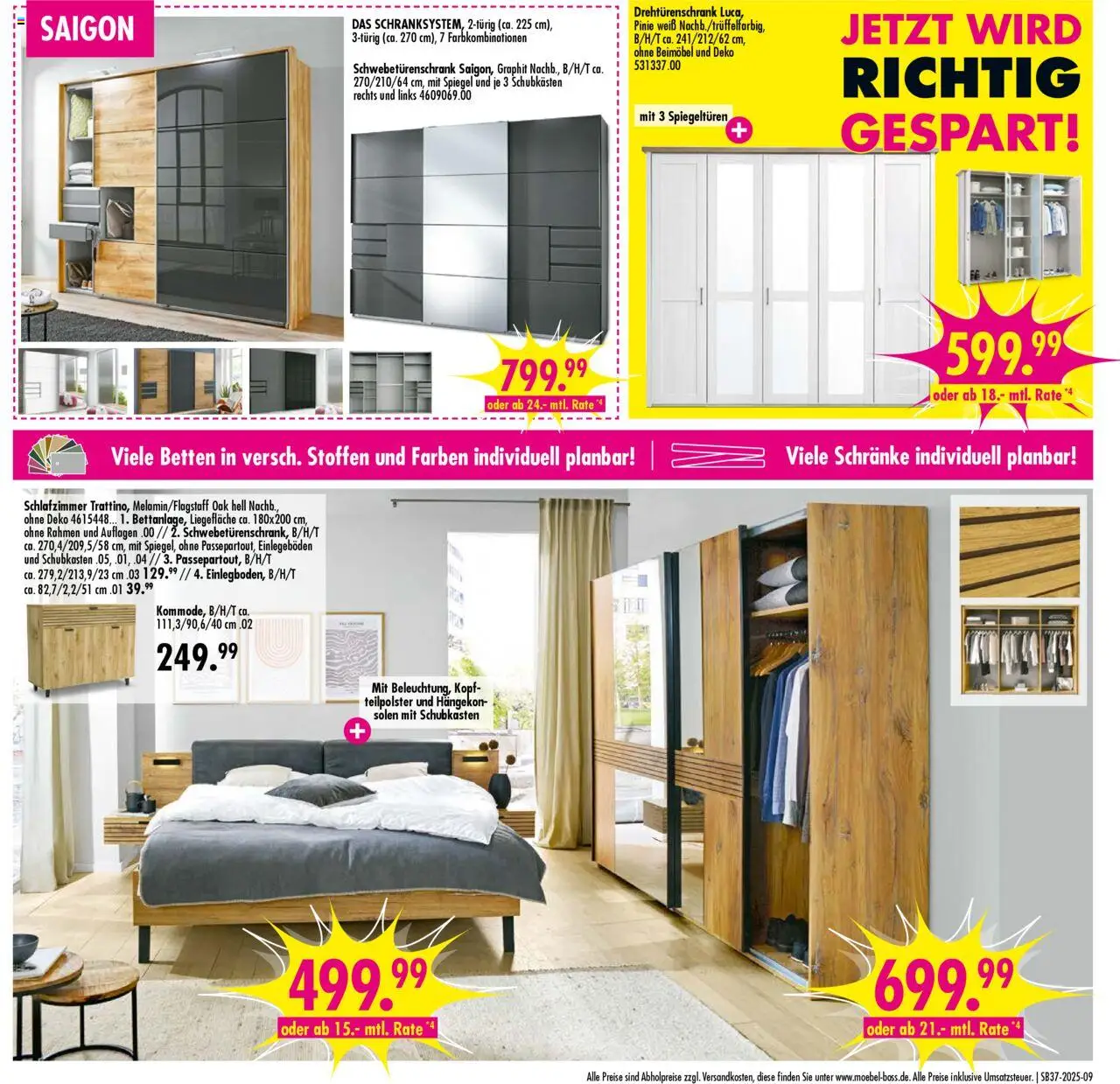 SB Möbel Boss Prospekt 	 – gültig ab 06.09.2025 | Seite: 9 | Produkte: Schwebetürenschrank, Drehtürenschrank, Spiegel