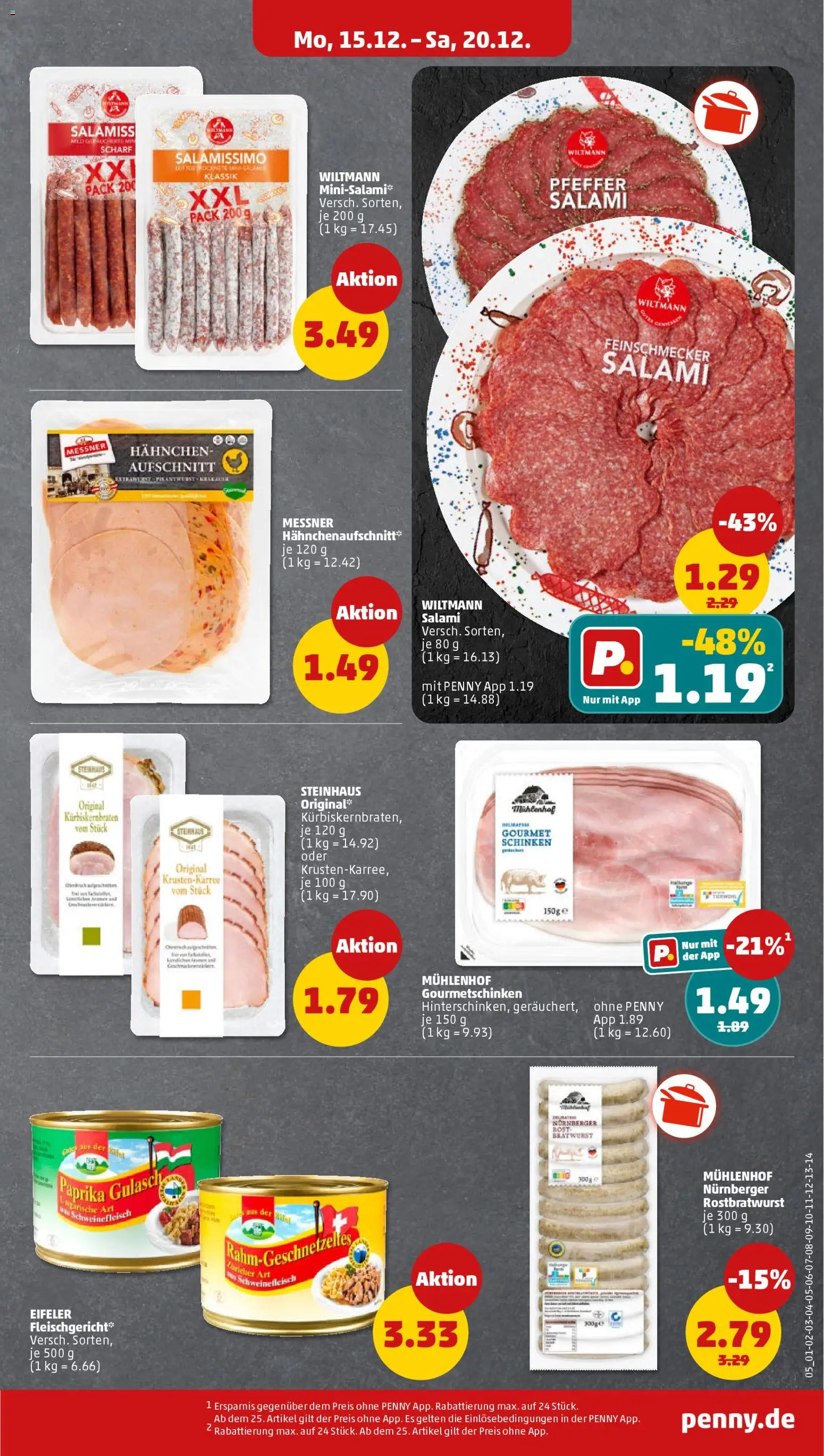 Penny Prospekt 	 – gültig ab 15.12.2025 | Seite: 7 | Produkte: Bratwurst, Paprika, Salami, Schinken