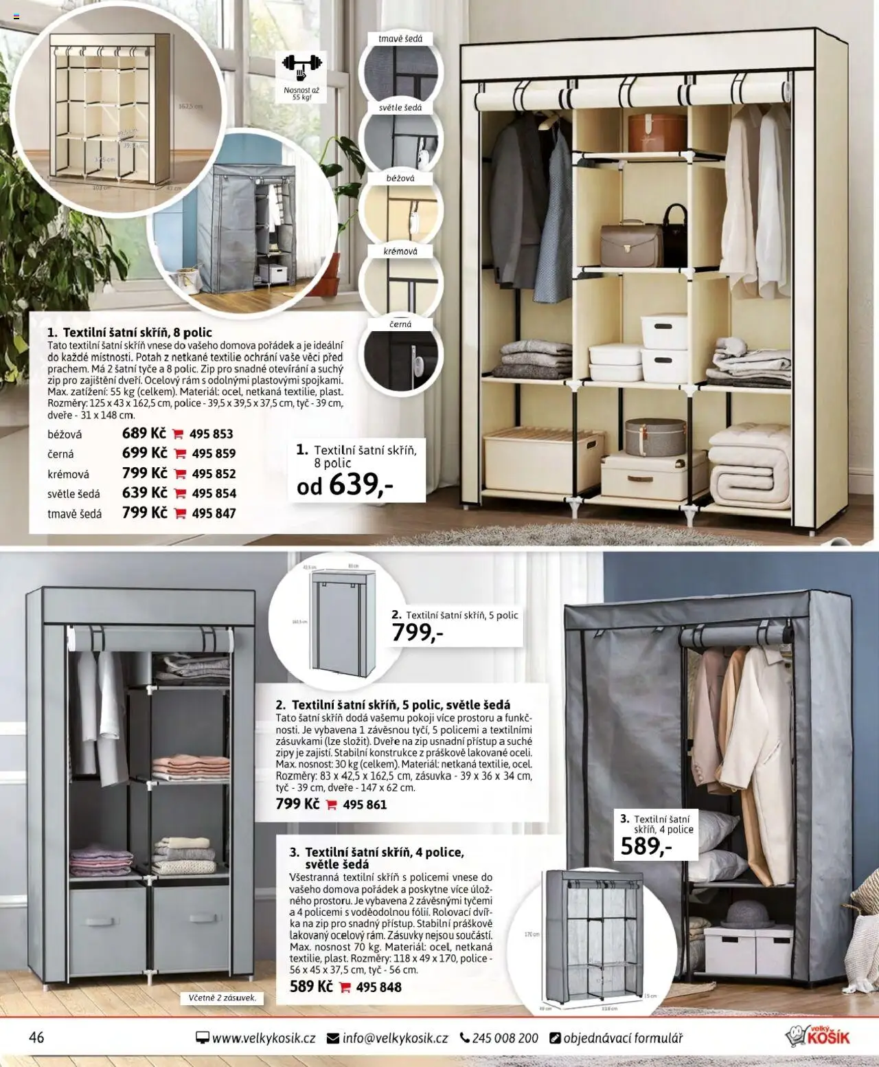Velký Košík katalog - srpen od 01.08.2025 | Strana: 46 | Produkty: Šatní skříň, Zásuvka, Textilní skříň, Skříň