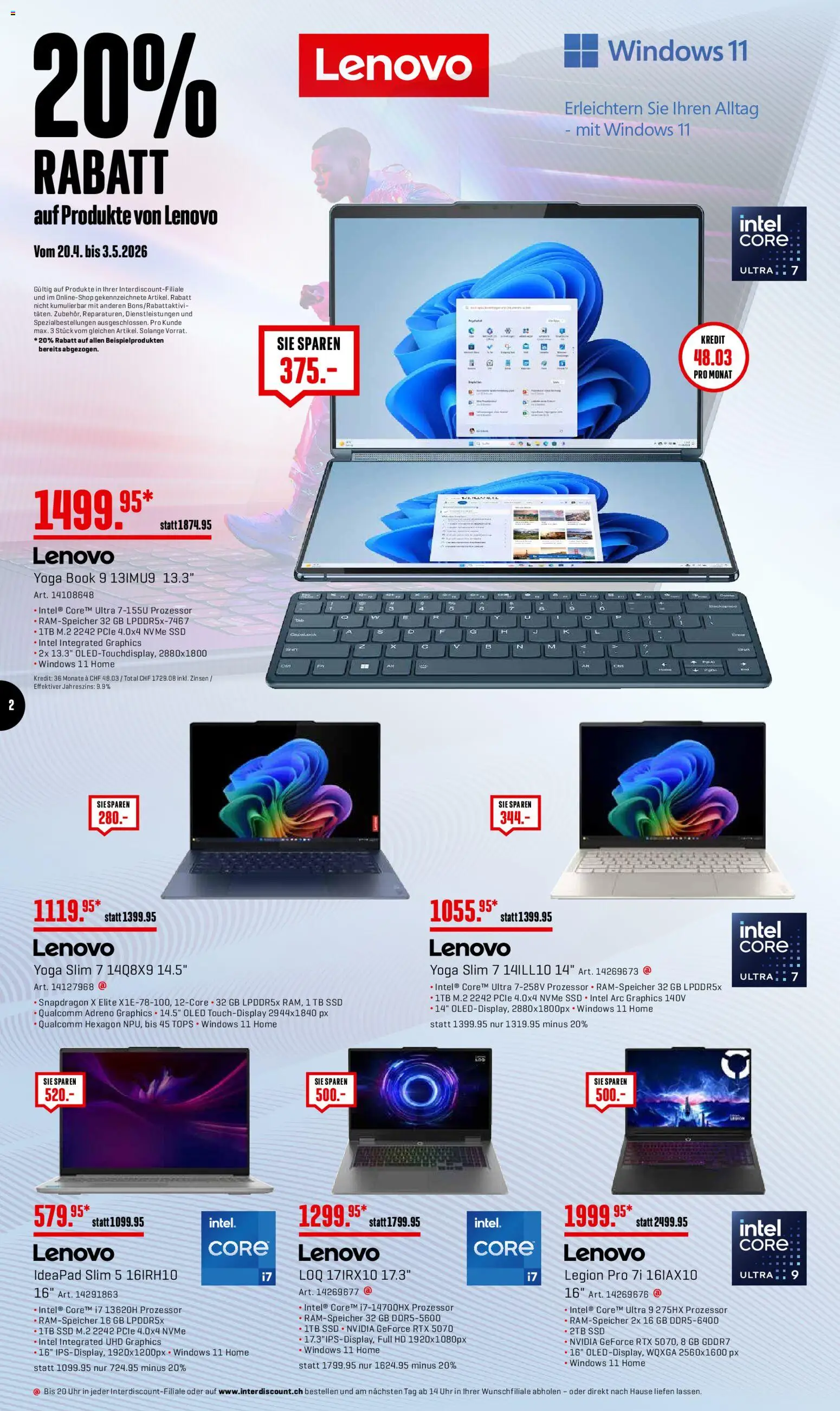 Interdiscount aktionen 20% Rabatt – gültig ab 27.04.2026 | Seite: 2 | Produkte: Uhr, Lenovo