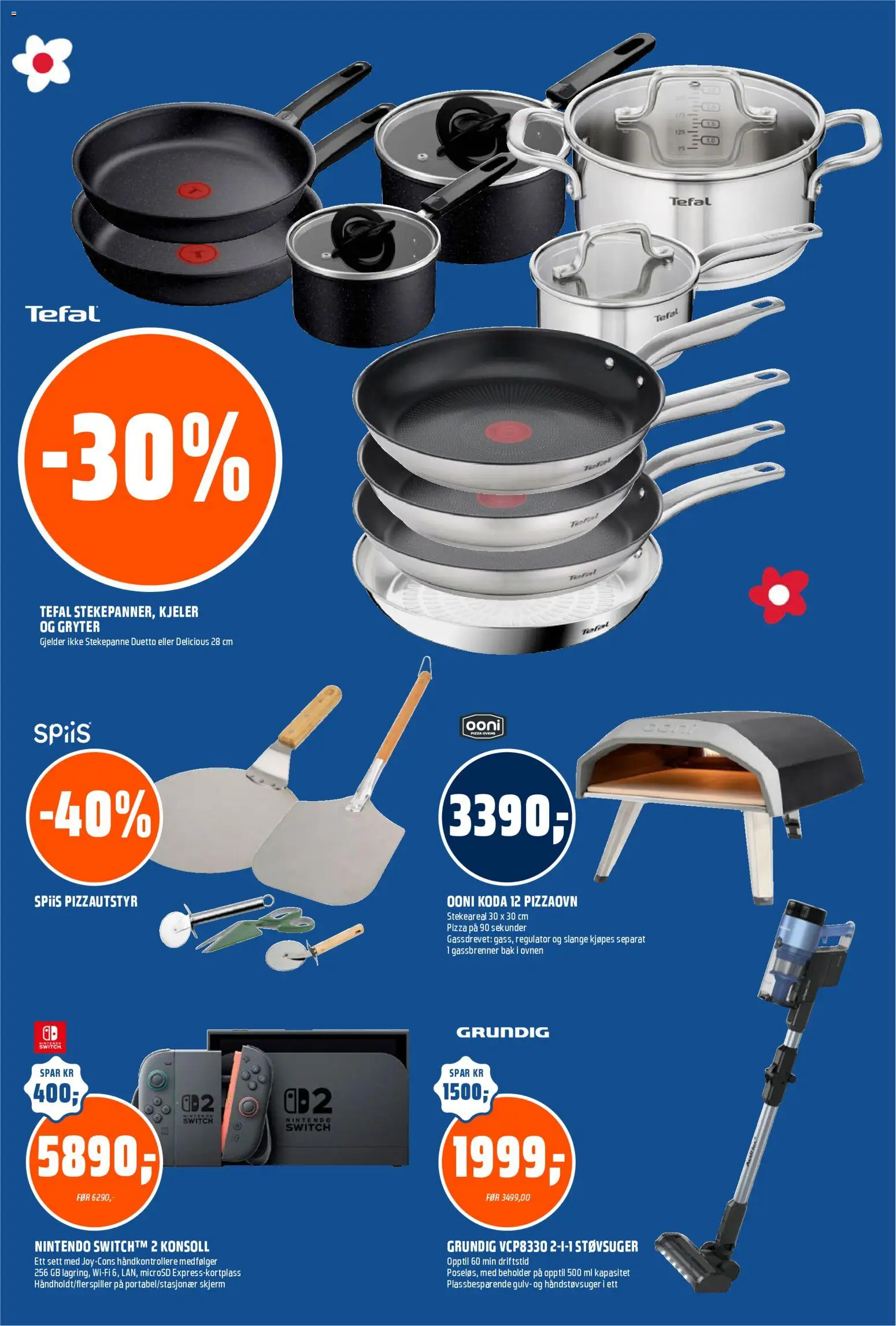 {H1} | Side: 14 | Produkter: Pizzaovn, Pizza, Skjerm, Håndstøvsuger