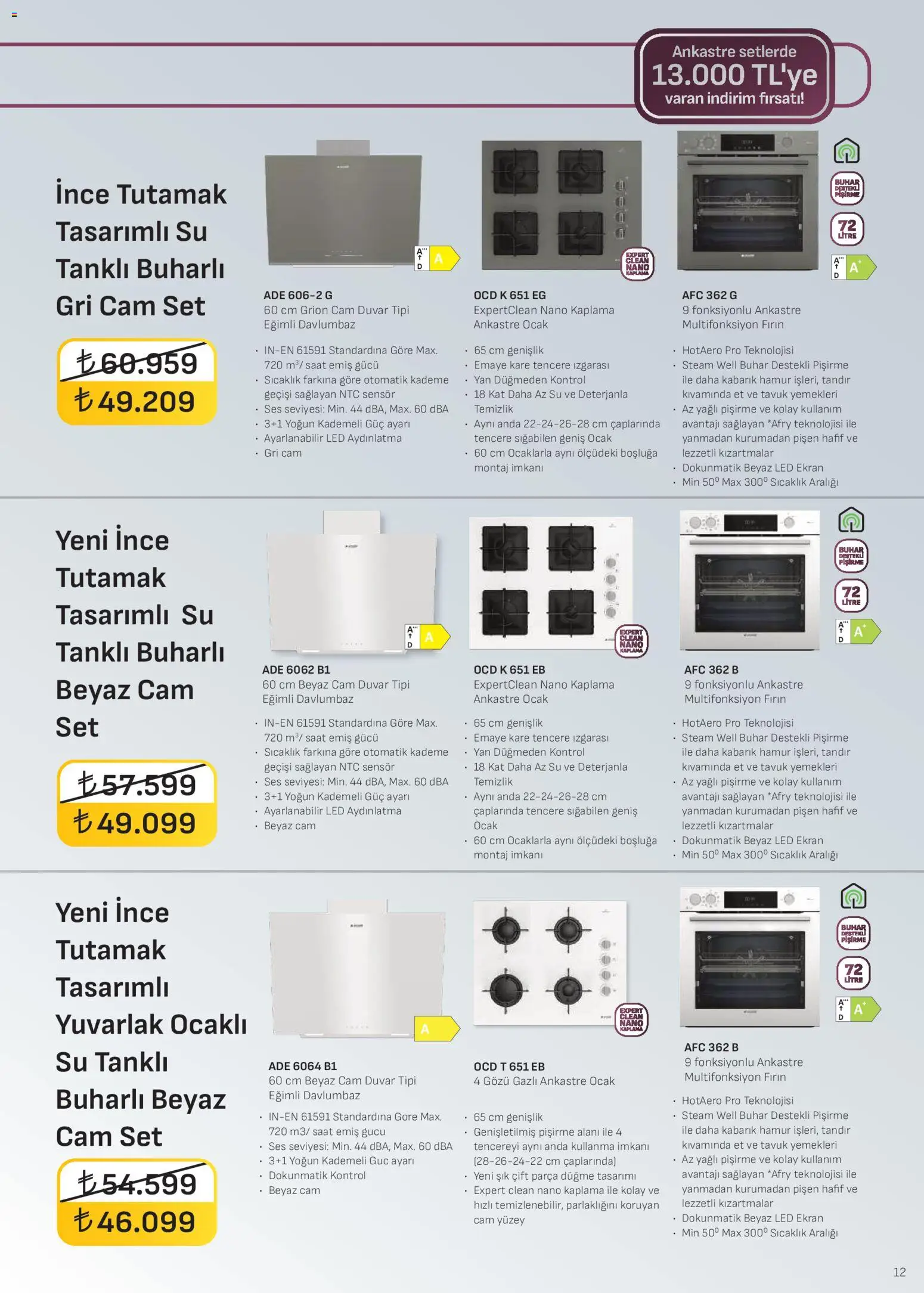 Arçelik - Ankastre Kataloğu - 01.03.2026 tarihinden itibaren geçerlidir | Sayfa: 12