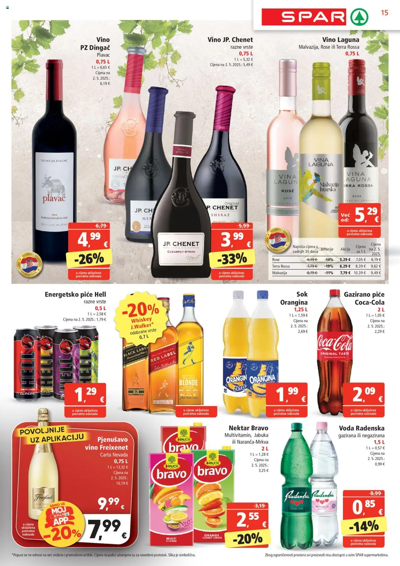 Spar katalog | vrijedi od 13.08.2025 | Stranica: 15 | Proizvodi: Hell, Radenska, Vino, Jabuka