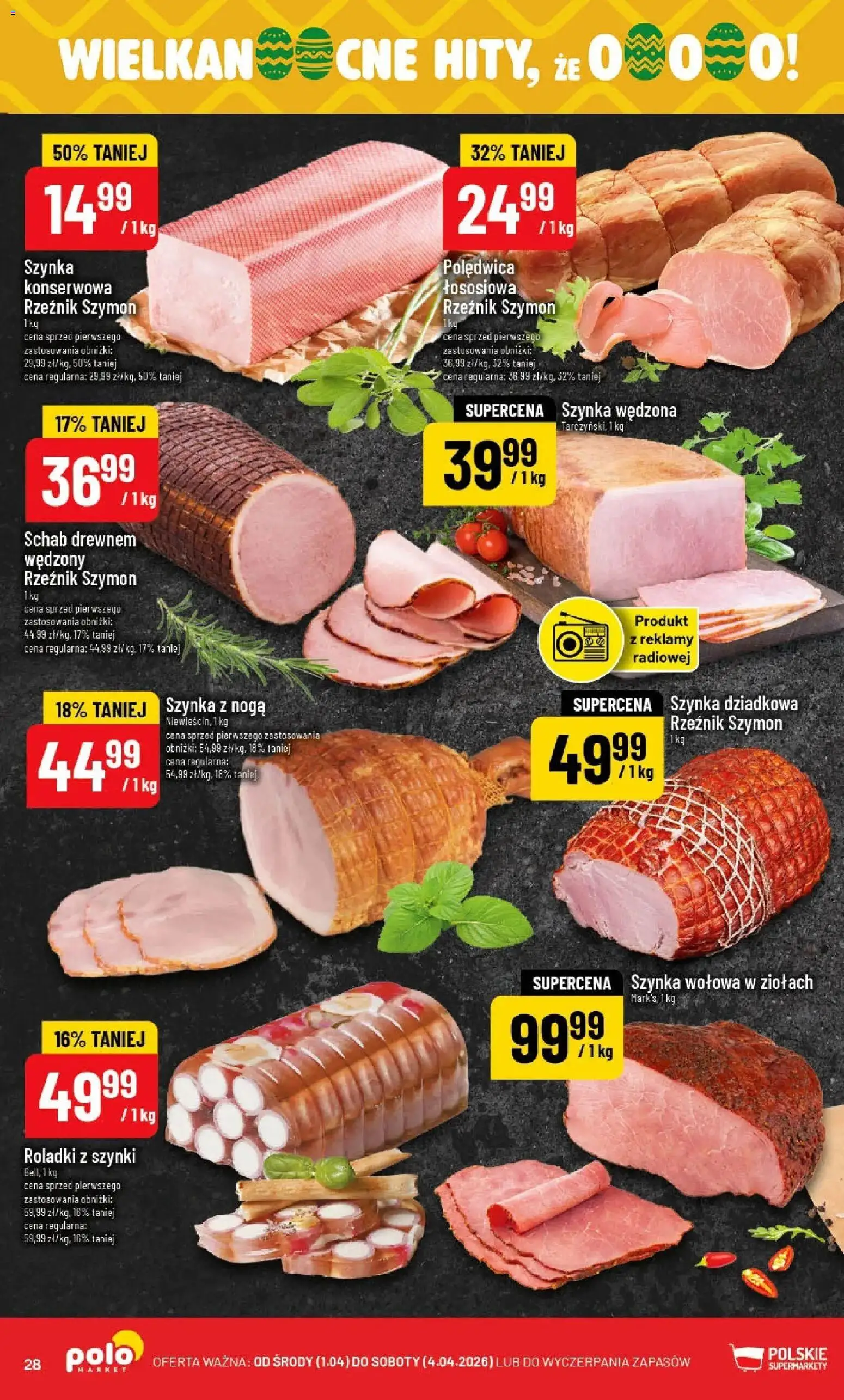 POLOmarket gazetka od 01.04.2026 | Strona: 28 | Produkty: Schab, Szynka
