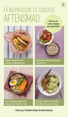 Kødboller med sorte bønner, tomat & ris, Kødboller med sorte bønner, tomat og ris. gyldig fra 04.01.2026 | Side: 11 | Produkter: Æg, Ris, Nudler, Broccoli