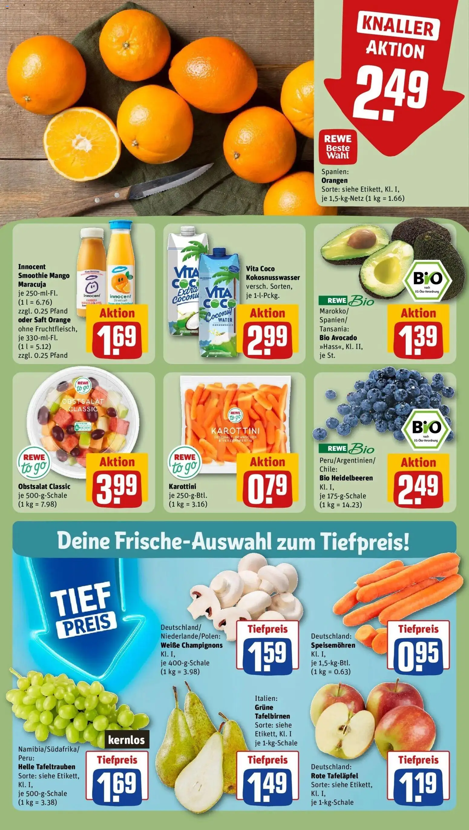 Rewe prospekt Schwentinental/Raisdorf	 – gültig ab 16.02.2026 | Seite: 10 | Produkte: Orangen, Heidelbeeren, Mango, Saft