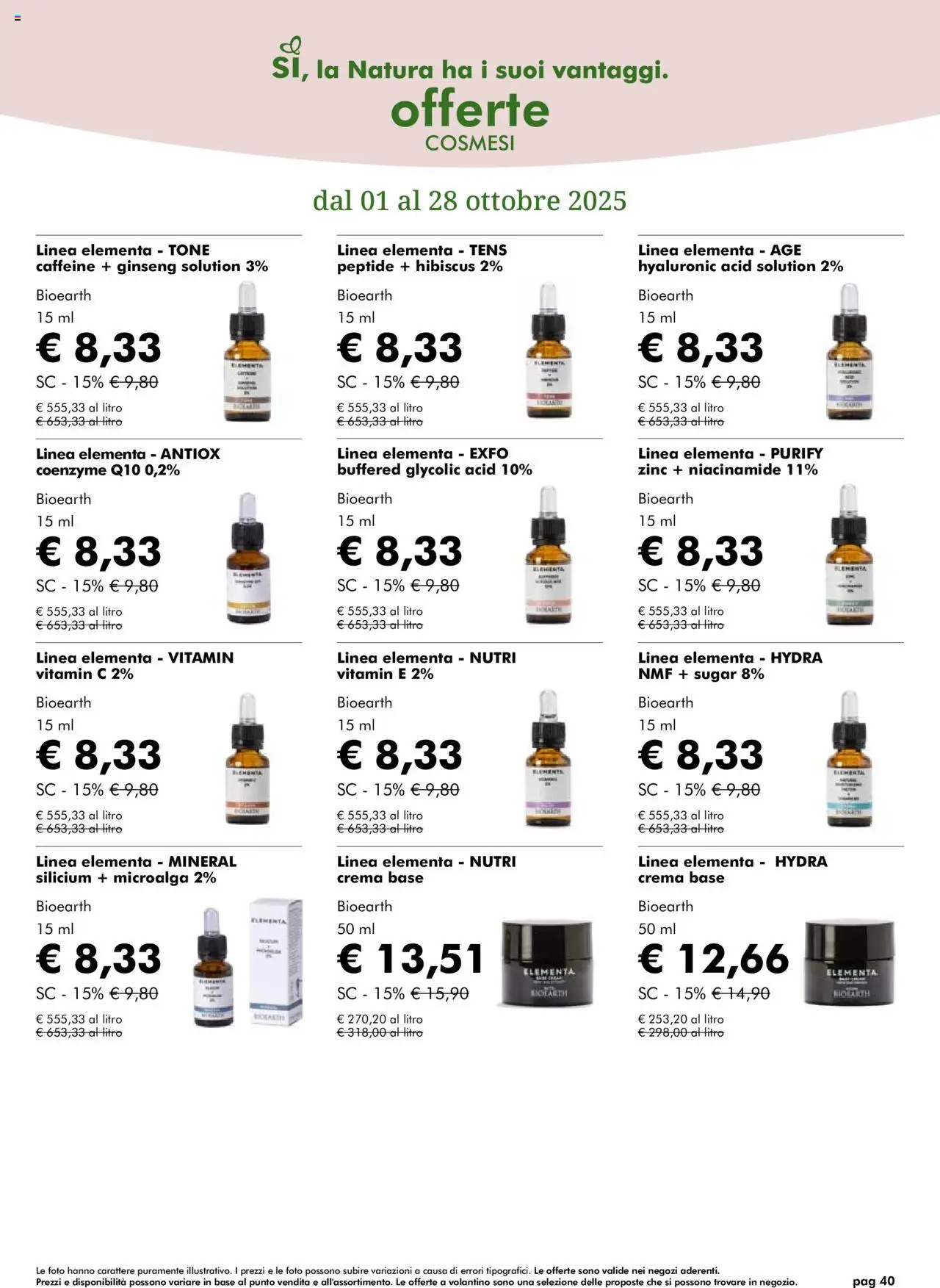 Volantino Natura Sì del 01.10.2025 | Pagina: 40 | Prodotti: Crema