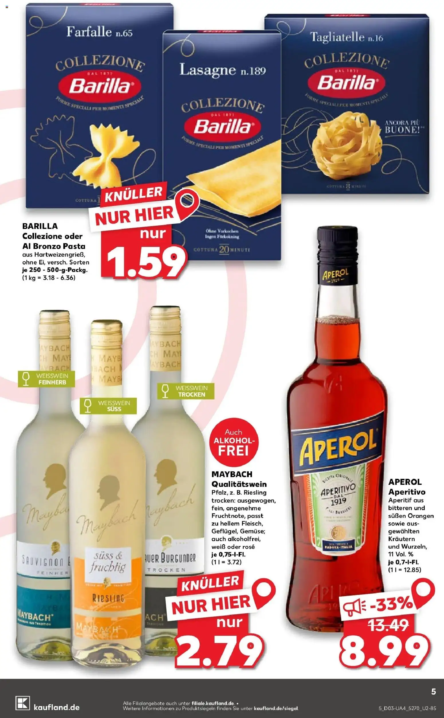 Kaufland prospekt Pfullingen	 – gültig ab 15.01.2026 | Seite: 5 | Produkte: Barilla, Weißwein, Weißwein trocken, Pasta