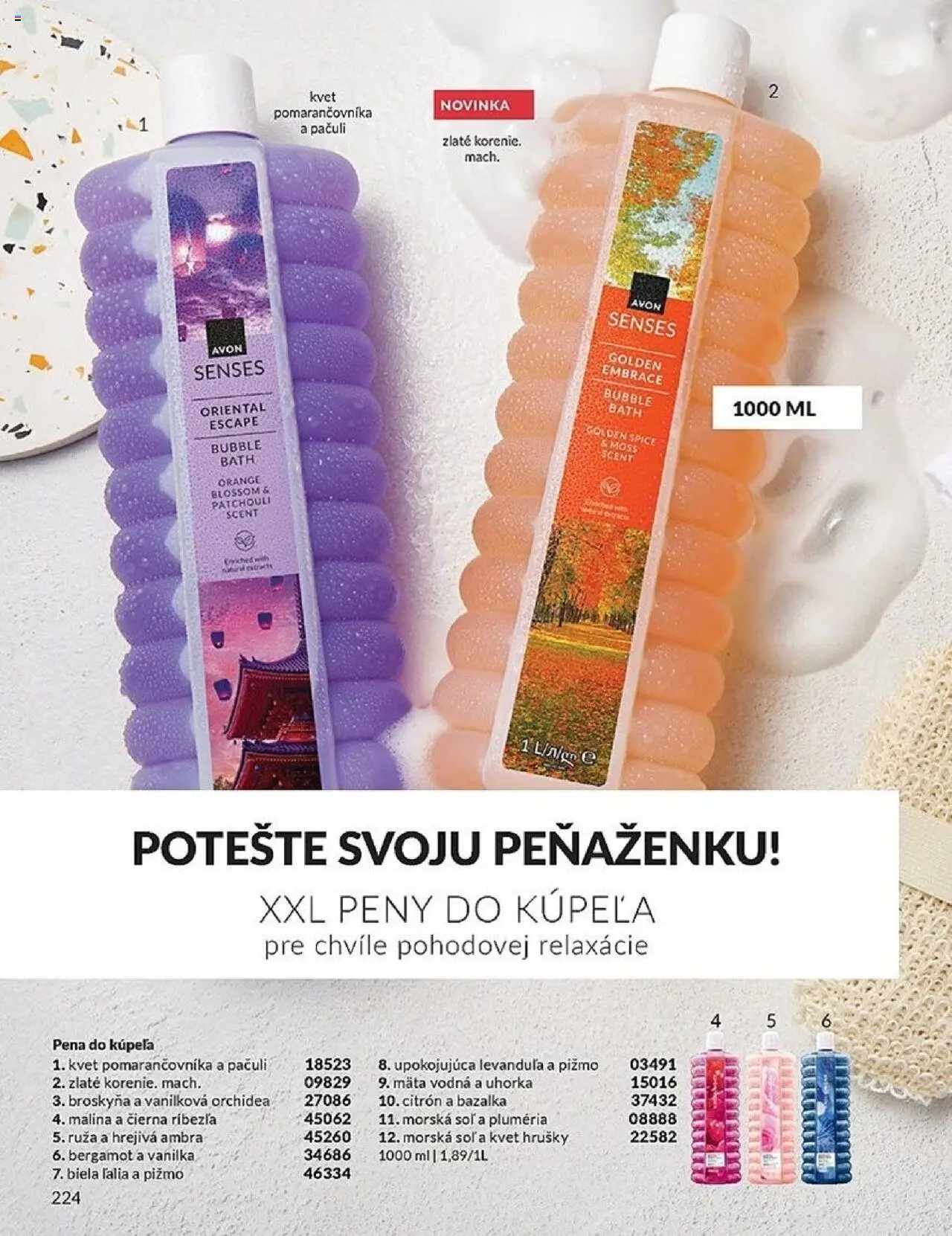 Nové Avon akcie – leták je platný od 01.10.2025 | Strana: 224 | Produkty: Pena do kúpeľa, Soľ, Orchidea, Hrušky