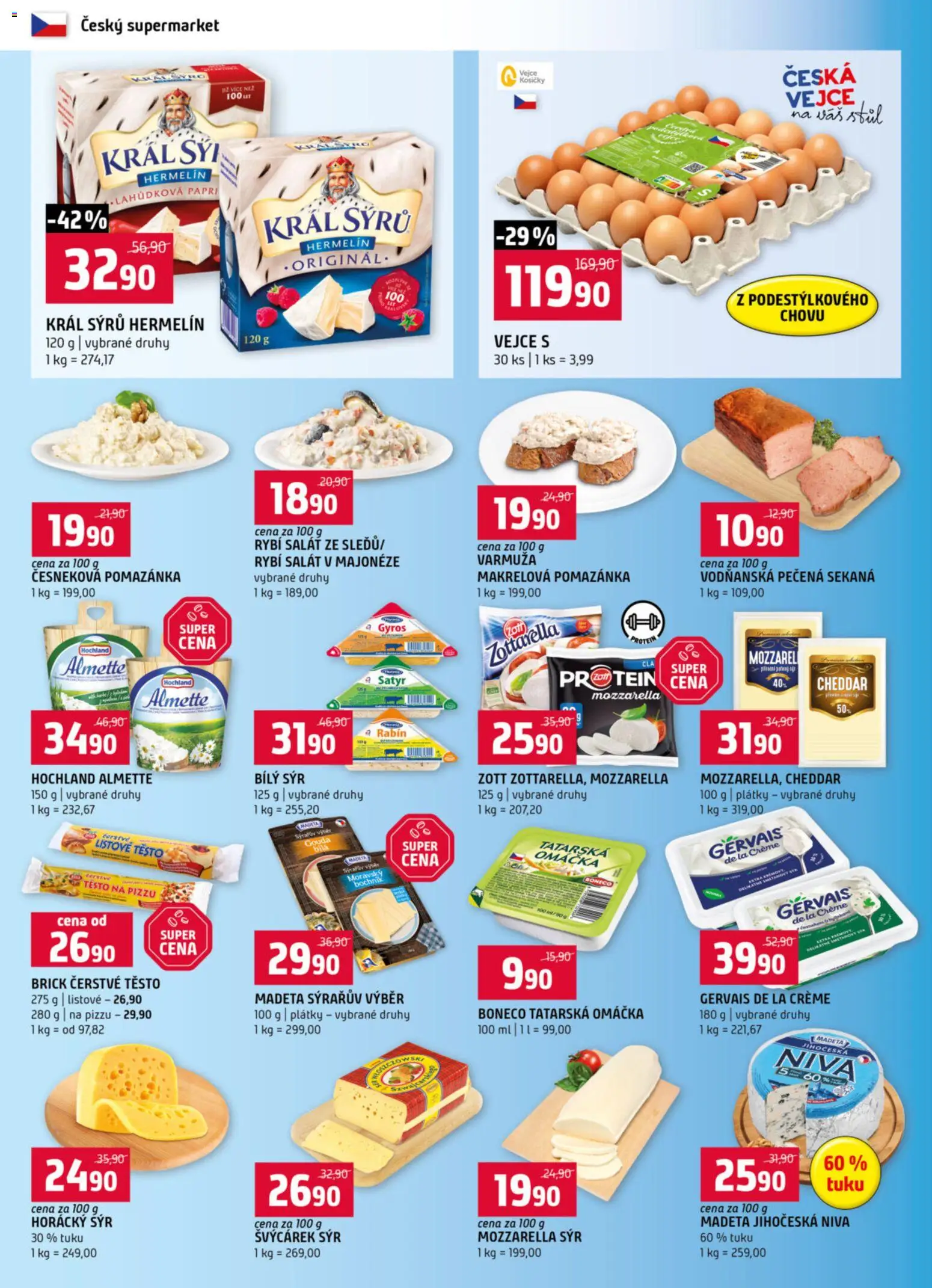 Terno leták - Bechyně, České Budějovice, Hradec Králové, Olomouc, Třeboň, Trhové Sviny, Týn nad Vltavou od 29.10.2025 | Strana: 4 | Produkty: Gouda, Těsto na pizzu, Vejce, Mozzarella