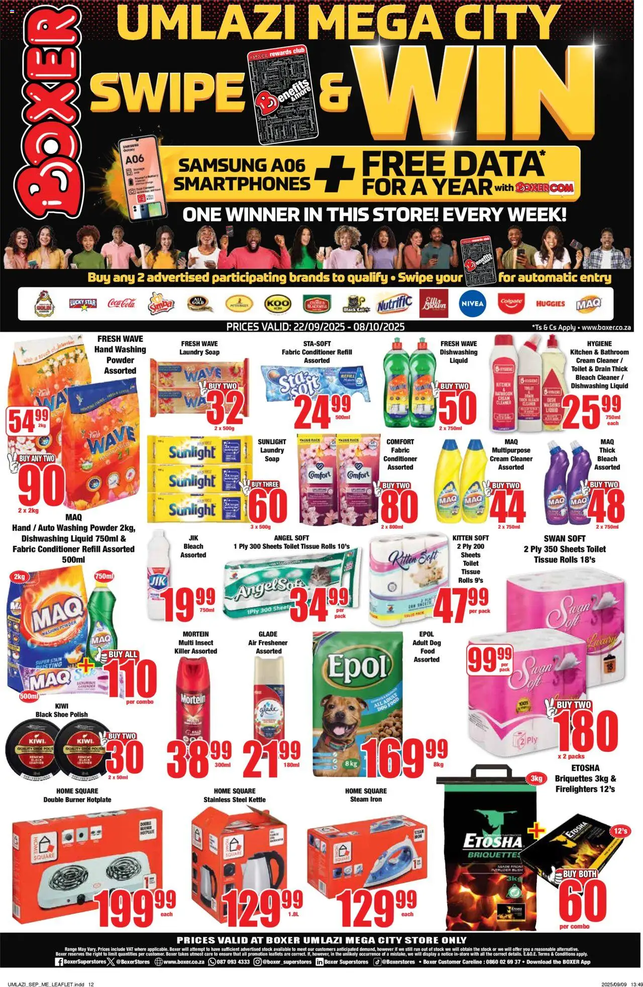 New Boxer catalogue – valid from 22.09.2025 | Page: 12 | Products: Iron, Bleach, Conditioner, Dishwashing liquid