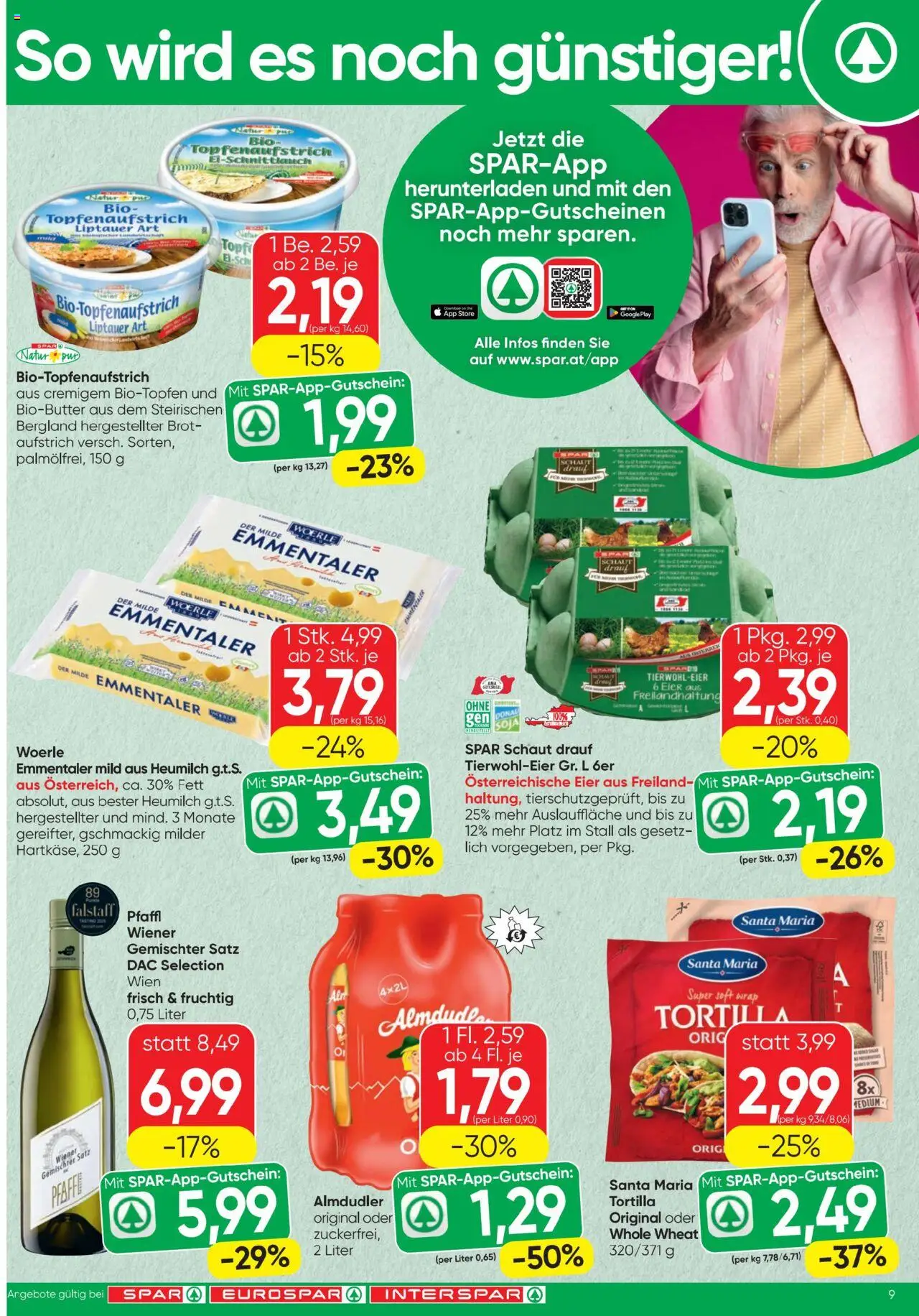 Spar Flugblatt gültig ab 09.10.2025 | Seite: 9 | Produkte: Eier, Brot
