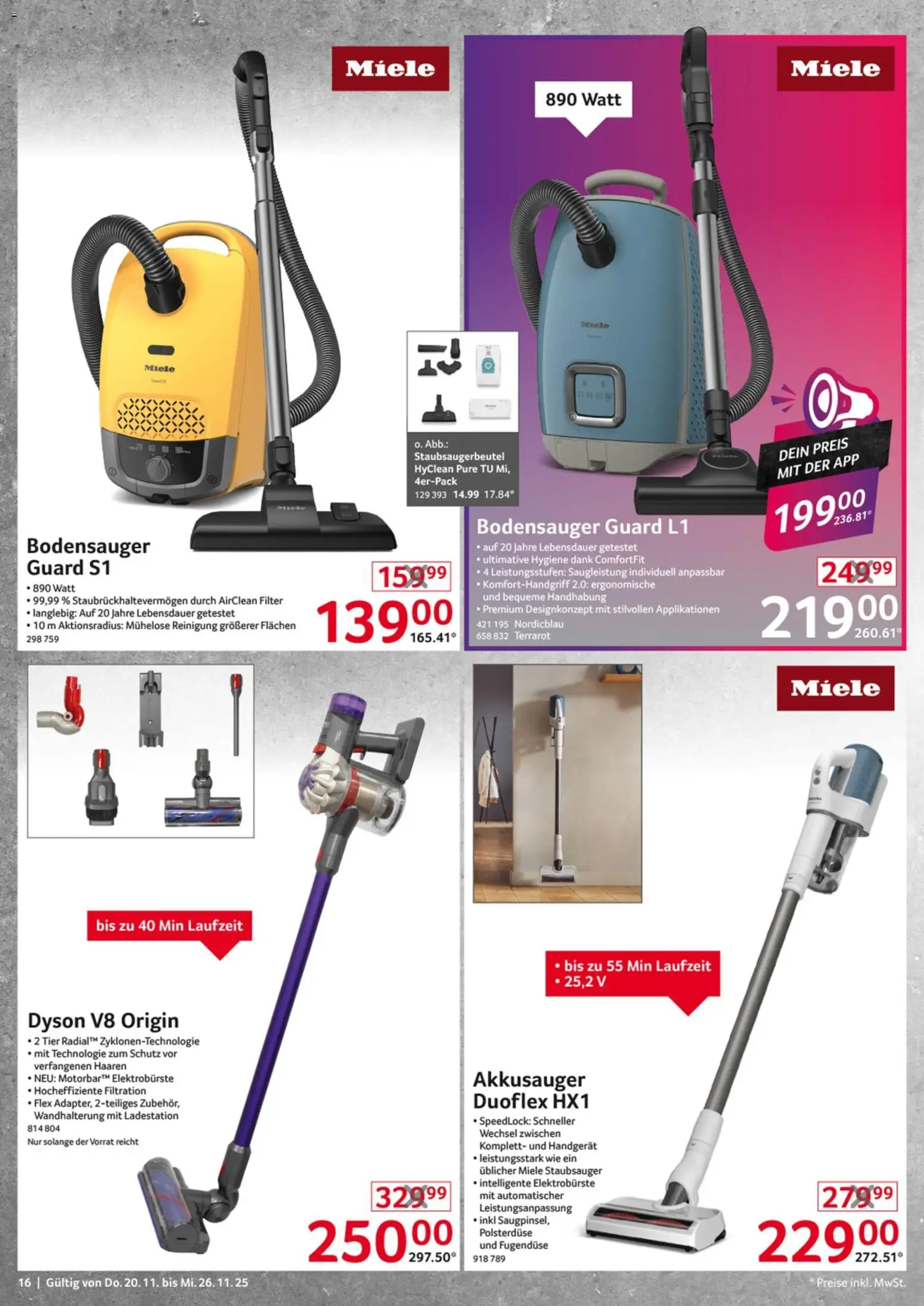 Selgros  Non Food – gültig ab 20.11.2025 | Seite: 16 | Produkte: Miele, Dyson, Staubsauger