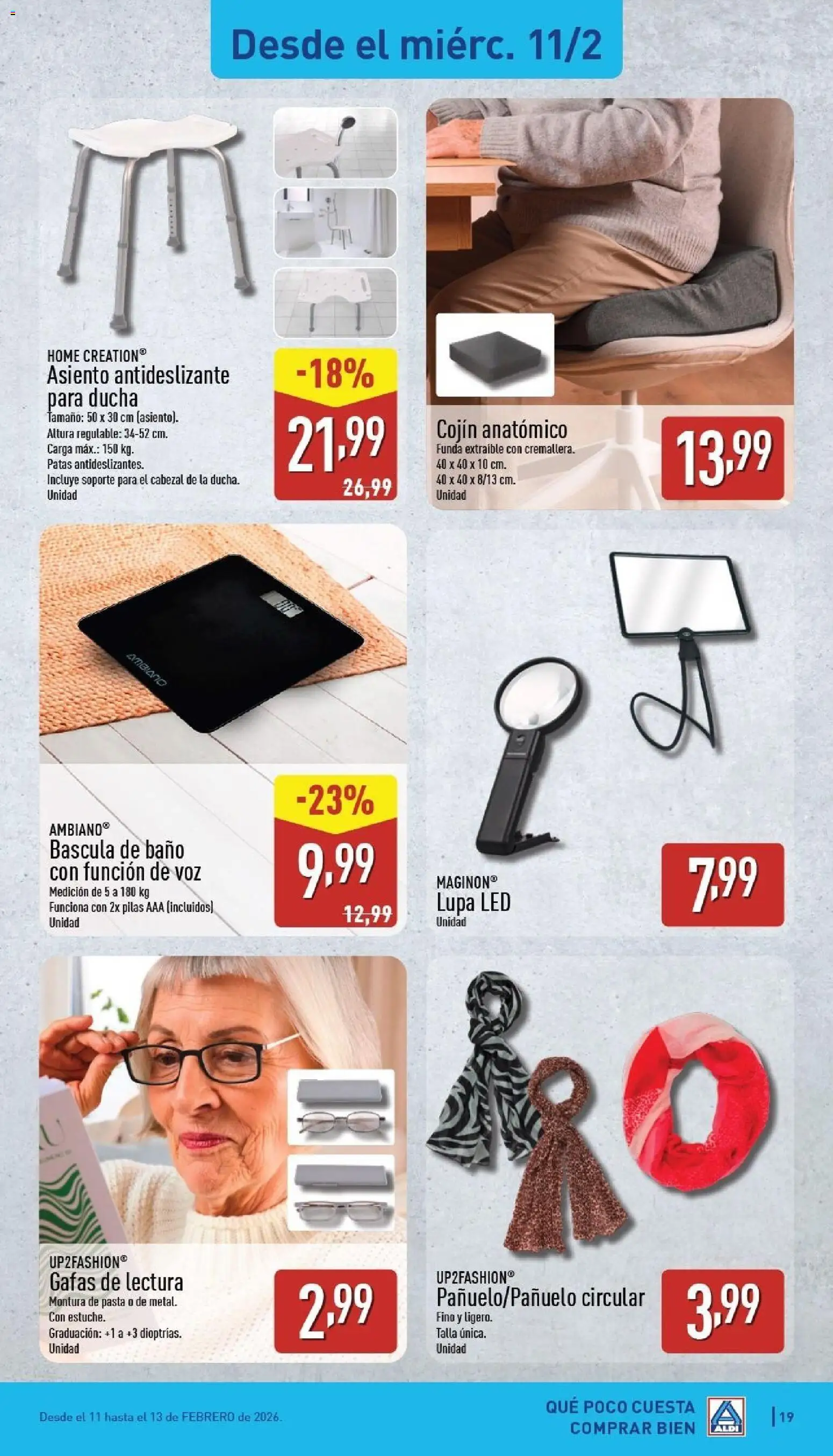 Aldi folleto Baleares │ válido desde el 09.02.2026 | Página: 19 | Productos: Pasta, Funda, Cojín, Baño