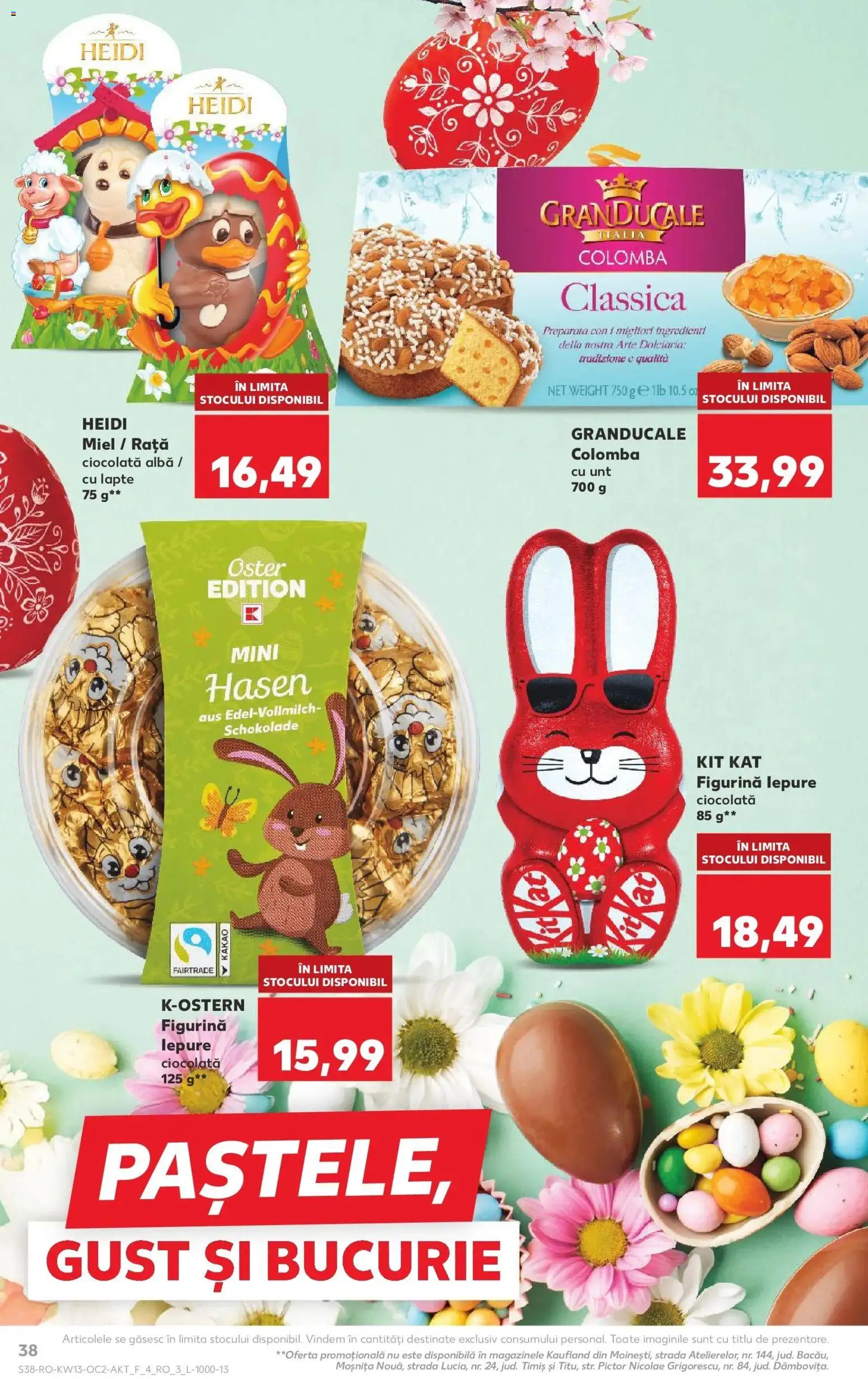 Noul catalog Kaufland – valabil de la 25.03.2026 | Pagină: 38 | Produse: Rață, Lapte, Unt, Ciocolată
