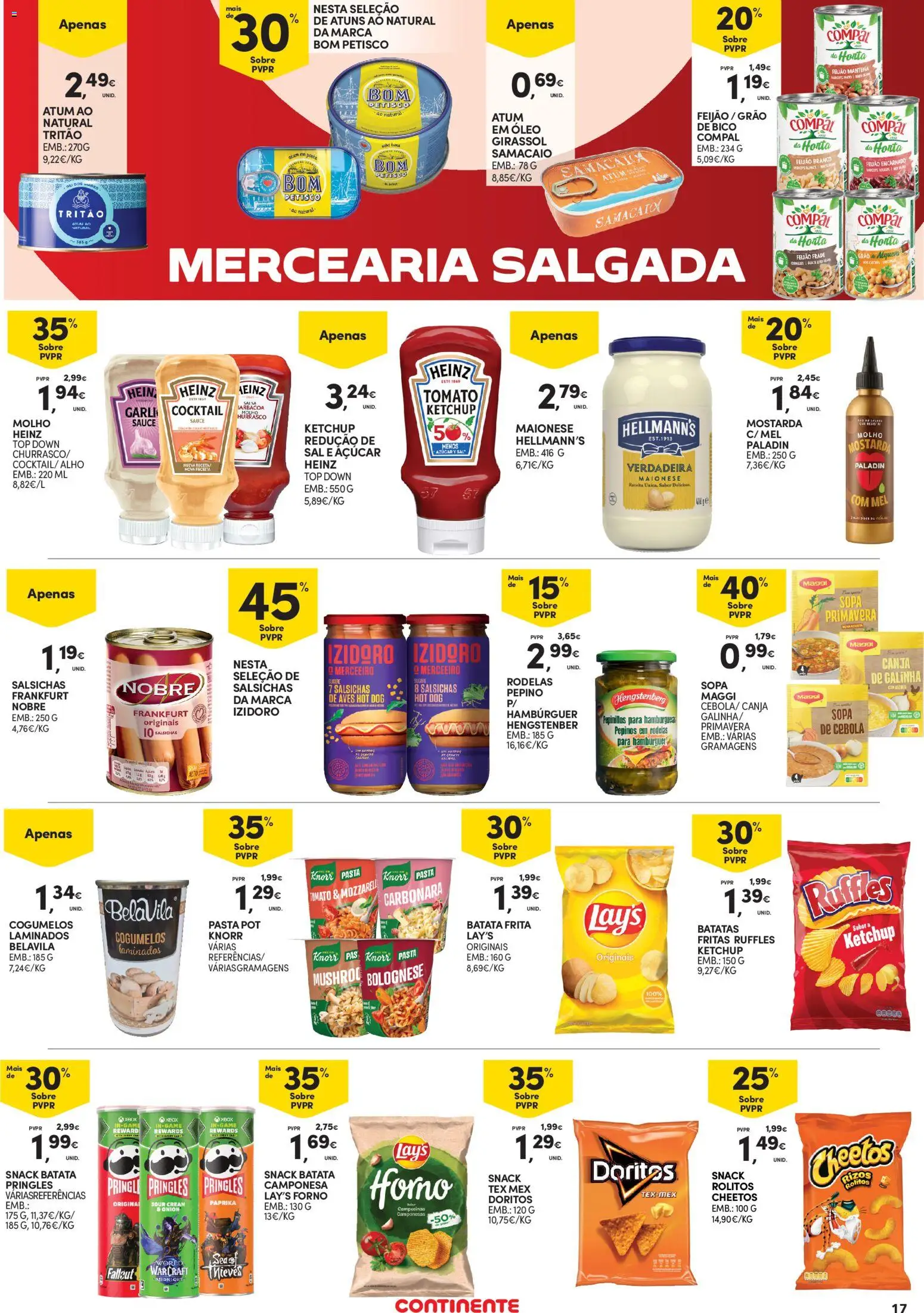 Continente - Açores │ válido de 05.03.2026 | Página: 17 | Produtos: Batata frita, Hambúrguer, Cebola, Pepinos
