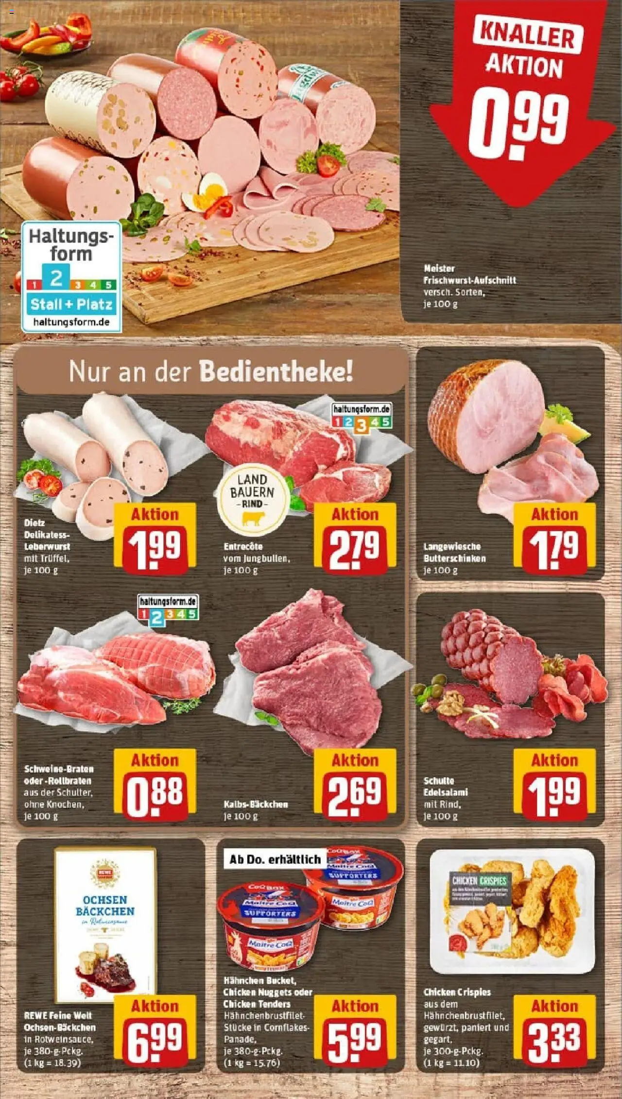 Rewe prospekt Ulm	 – gültig ab 19.10.2025 | Seite: 10 | Produkte: Hahnchen, Entrecote, Salami