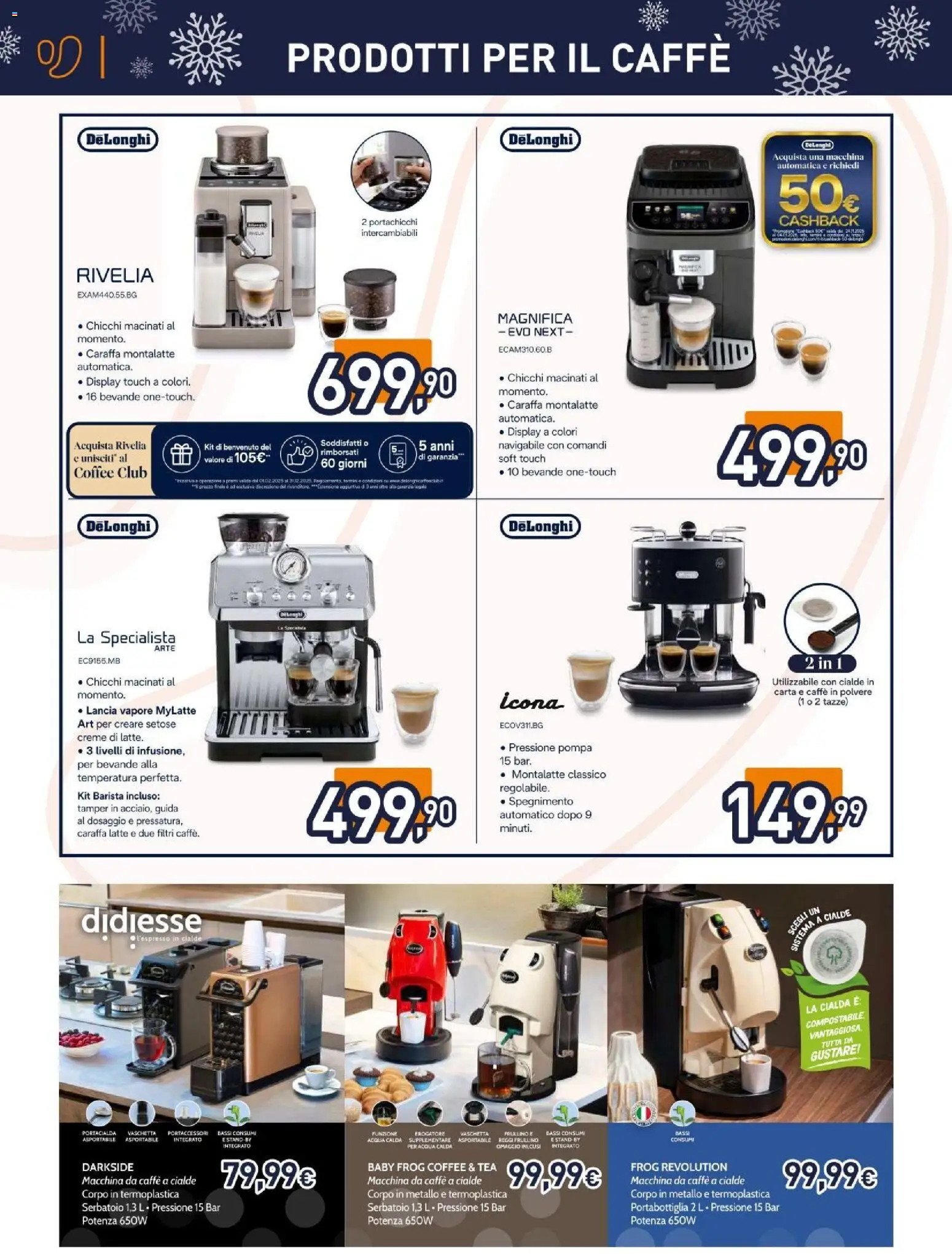 Volantino Unieuro del 06.12.2025 | Pagina: 2 | Prodotti: Caraffa, Macchina da caffe, Acqua, Latte