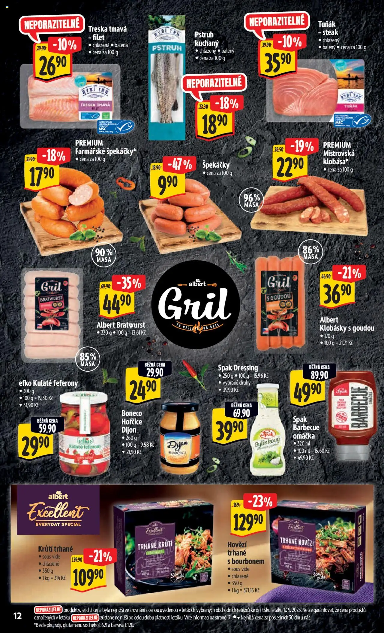 Albert leták - Hypermarket od 24.09.2025 | Strana: 20 | Produkty: Gril, Pstruh, Filet, Klobásky