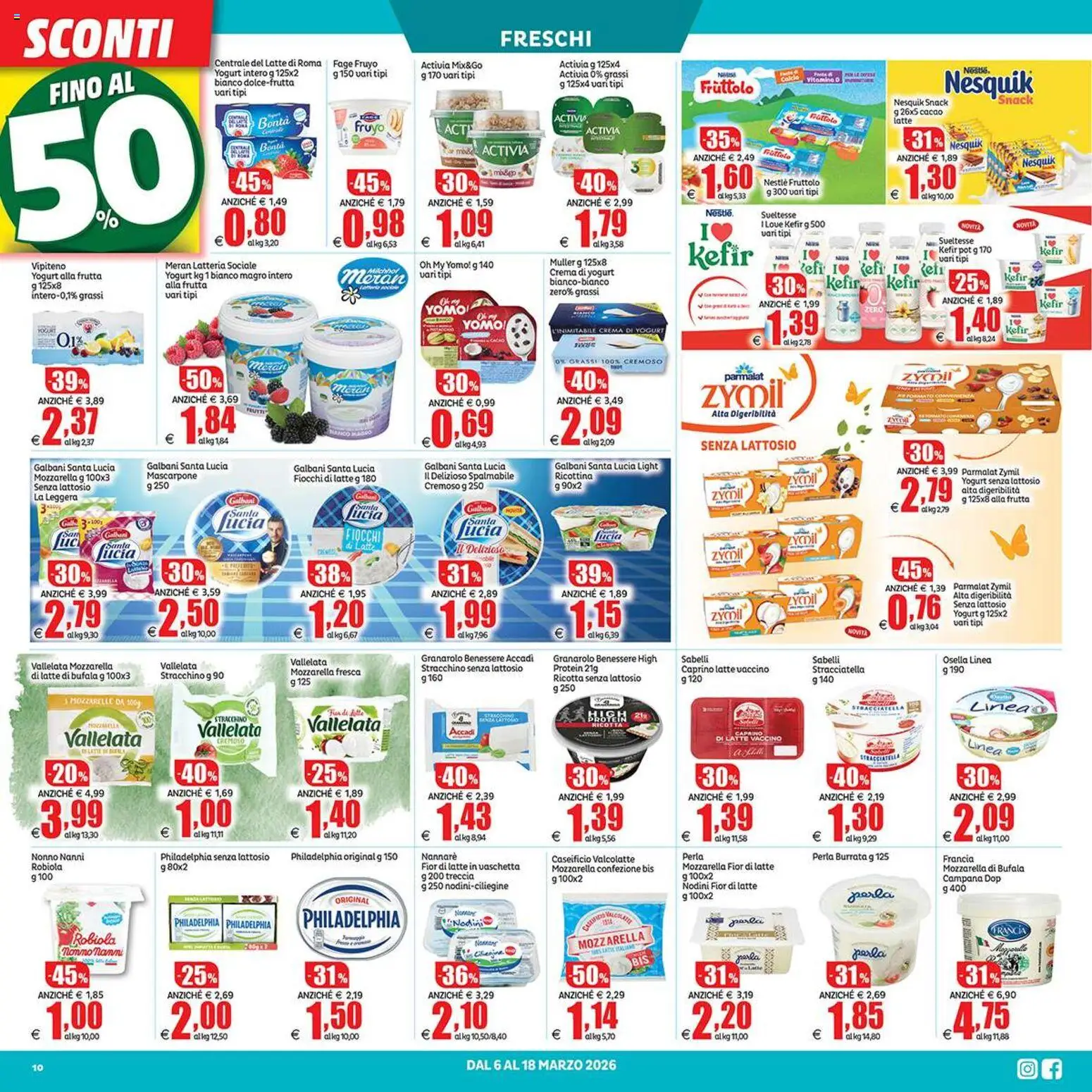 Volantino Elite Supermercati del 06.03.2026 | Pagina: 10 | Prodotti: Yogurt, Stracchino, Cacao, Stracciatella
