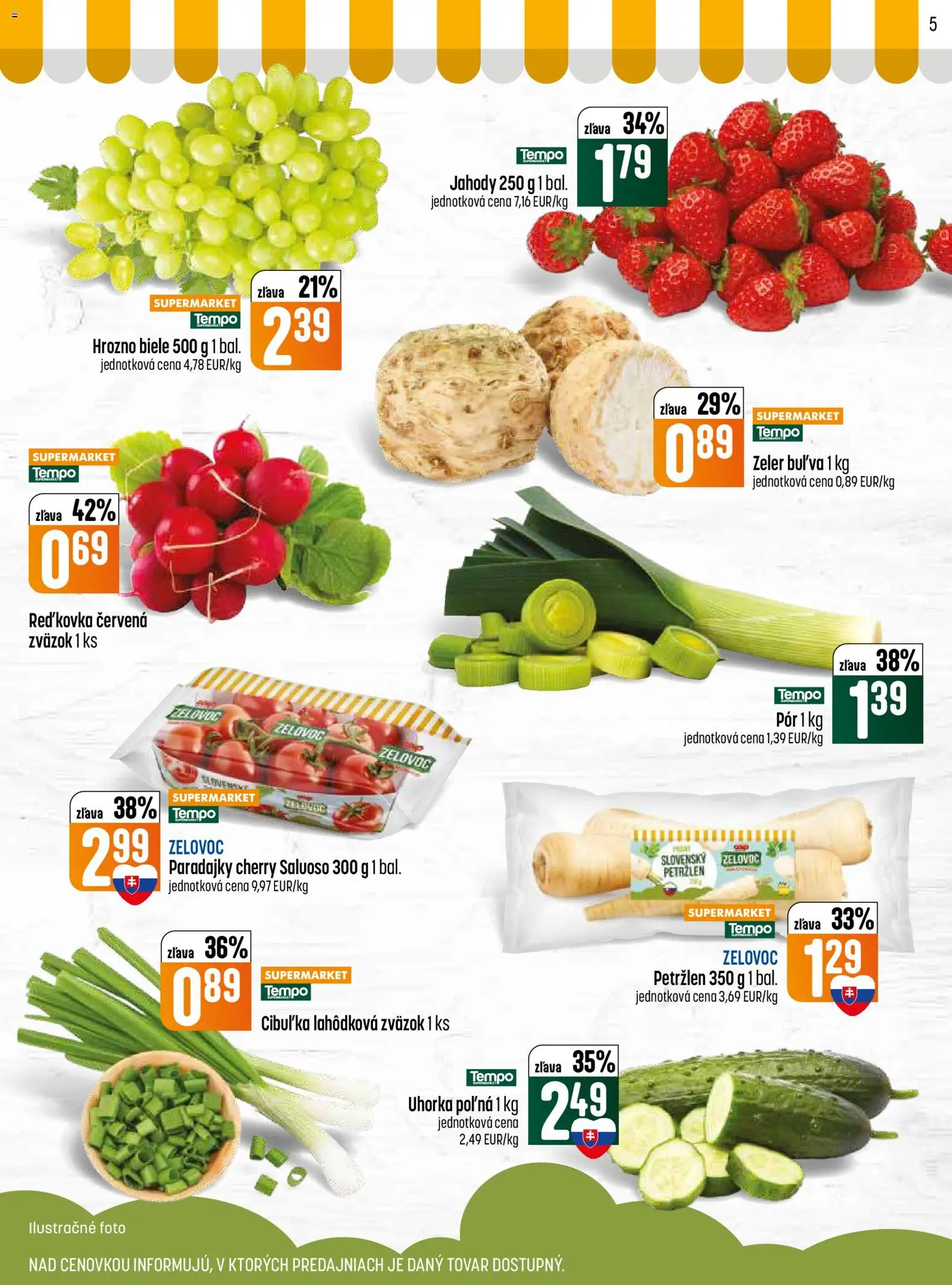 Nové COOP Jednota akcie – leták je platný od 09.04.2026 | Strana: 5 | Produkty: Paradajky, Petržlen, Zeler, Hrozno