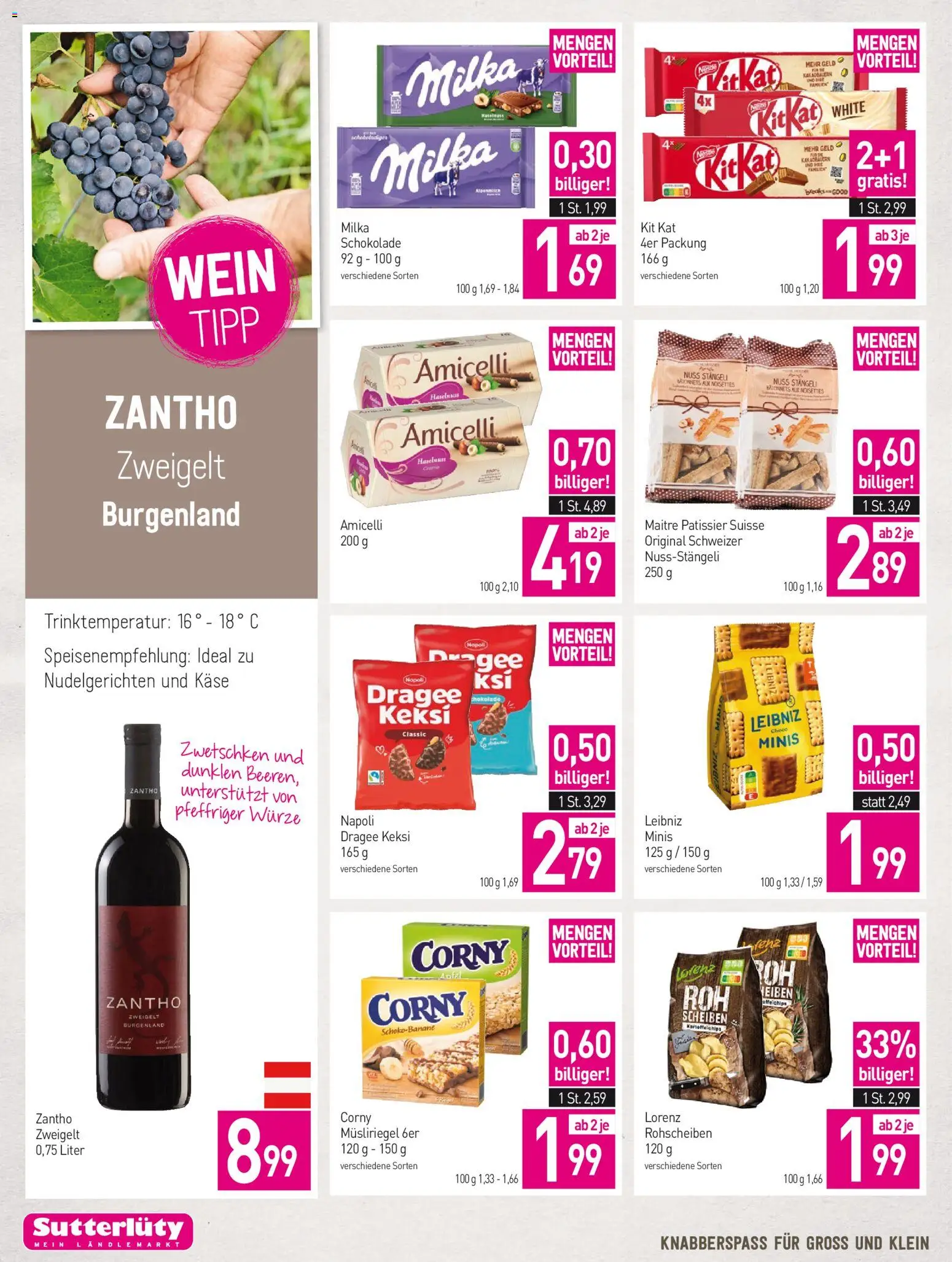 Sutterlüty Flugblatt gültig ab 29.01.2026 | Seite: 16 | Produkte: Käse, Schokolade, Wein, Äpfel