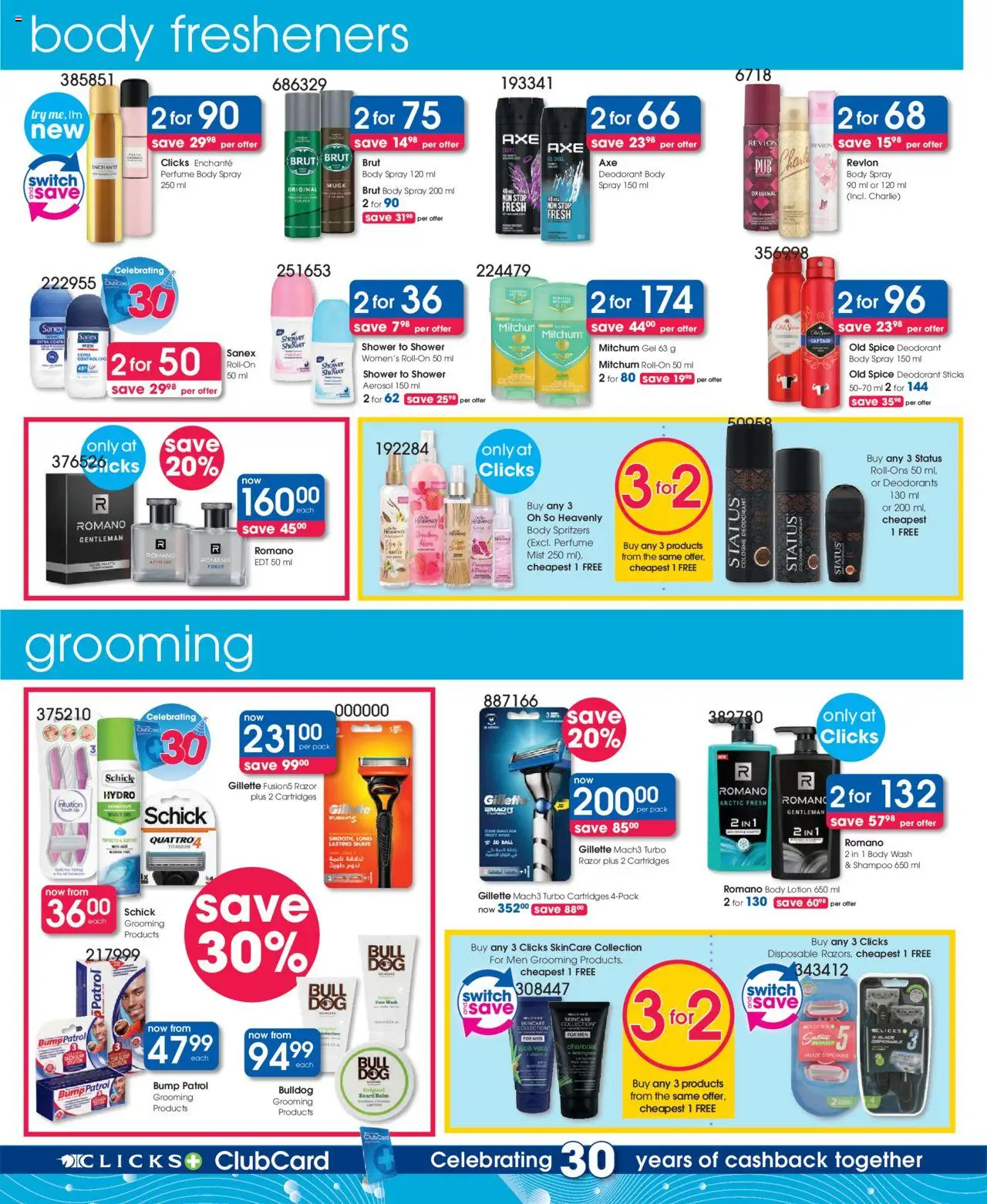 Clicks Specials │ valid from 07.08.2025 | Page: 40 | Products: Shower, Switch, Deodorant, Lotion