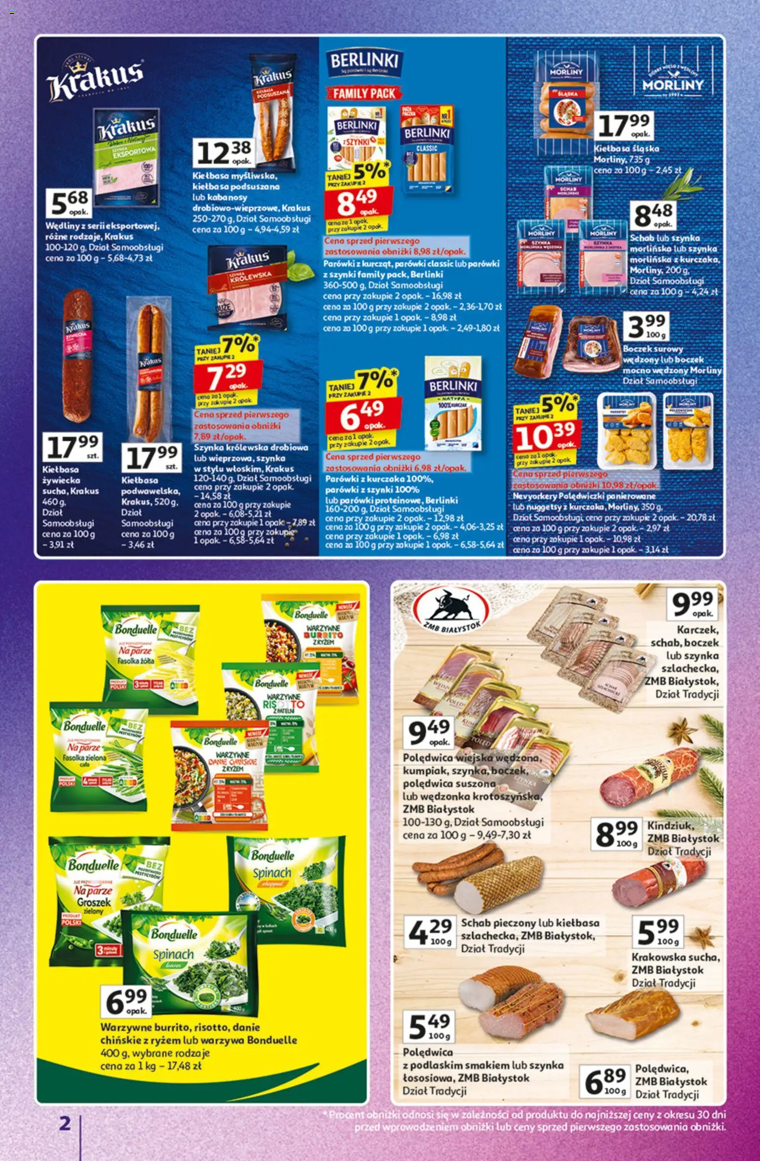 Auchan Gazetka - Znane Marki duży wybór Hipermarket od 04.12.2025 | Strona: 2 | Produkty: Kiełbasa, Kabanosy, Parówki, Kiełbasa śląska