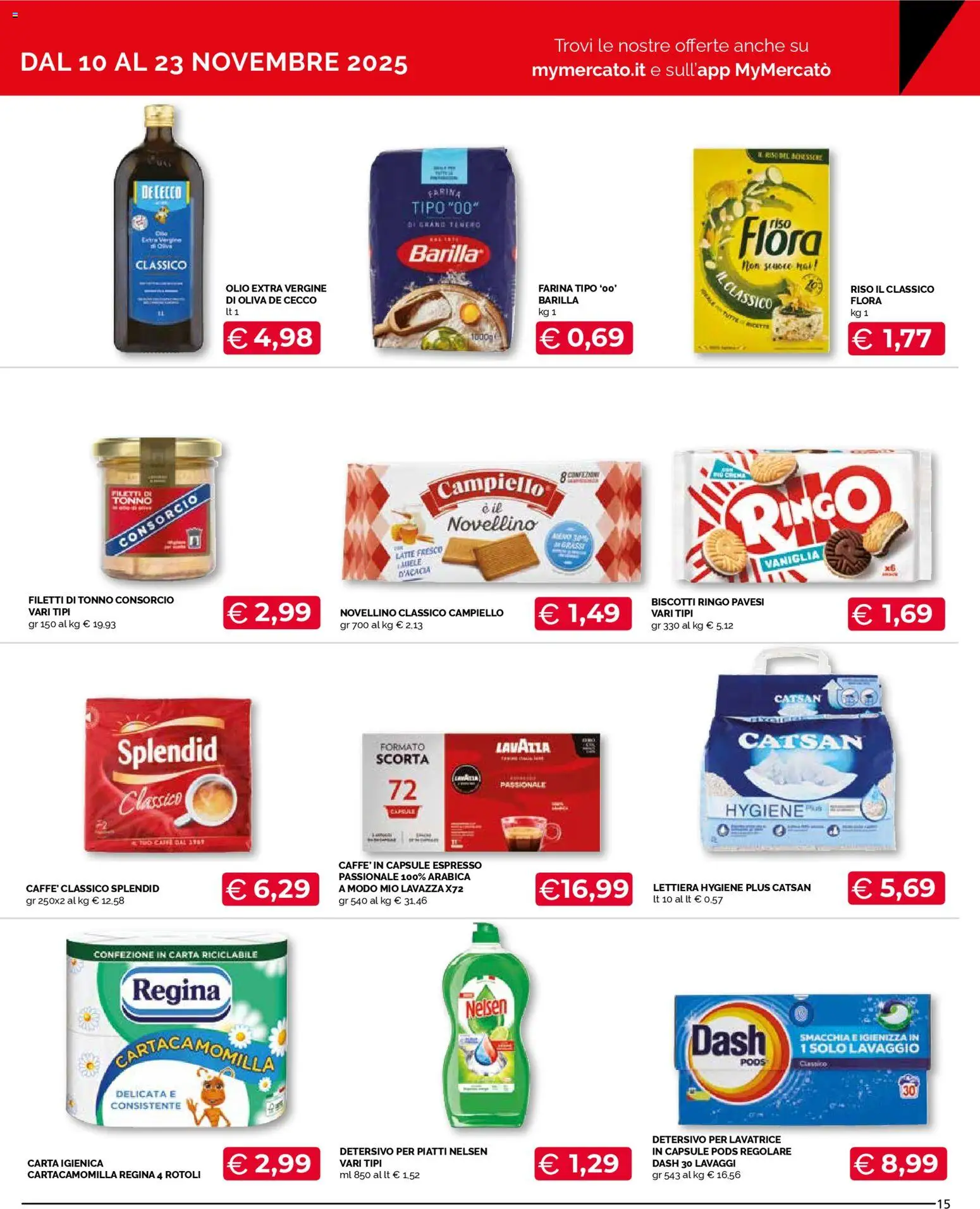 Volantino Mercatò del 10.11.2025 | Pagina: 15 | Prodotti: Olio, Farina, Lavatrice, Lavazza