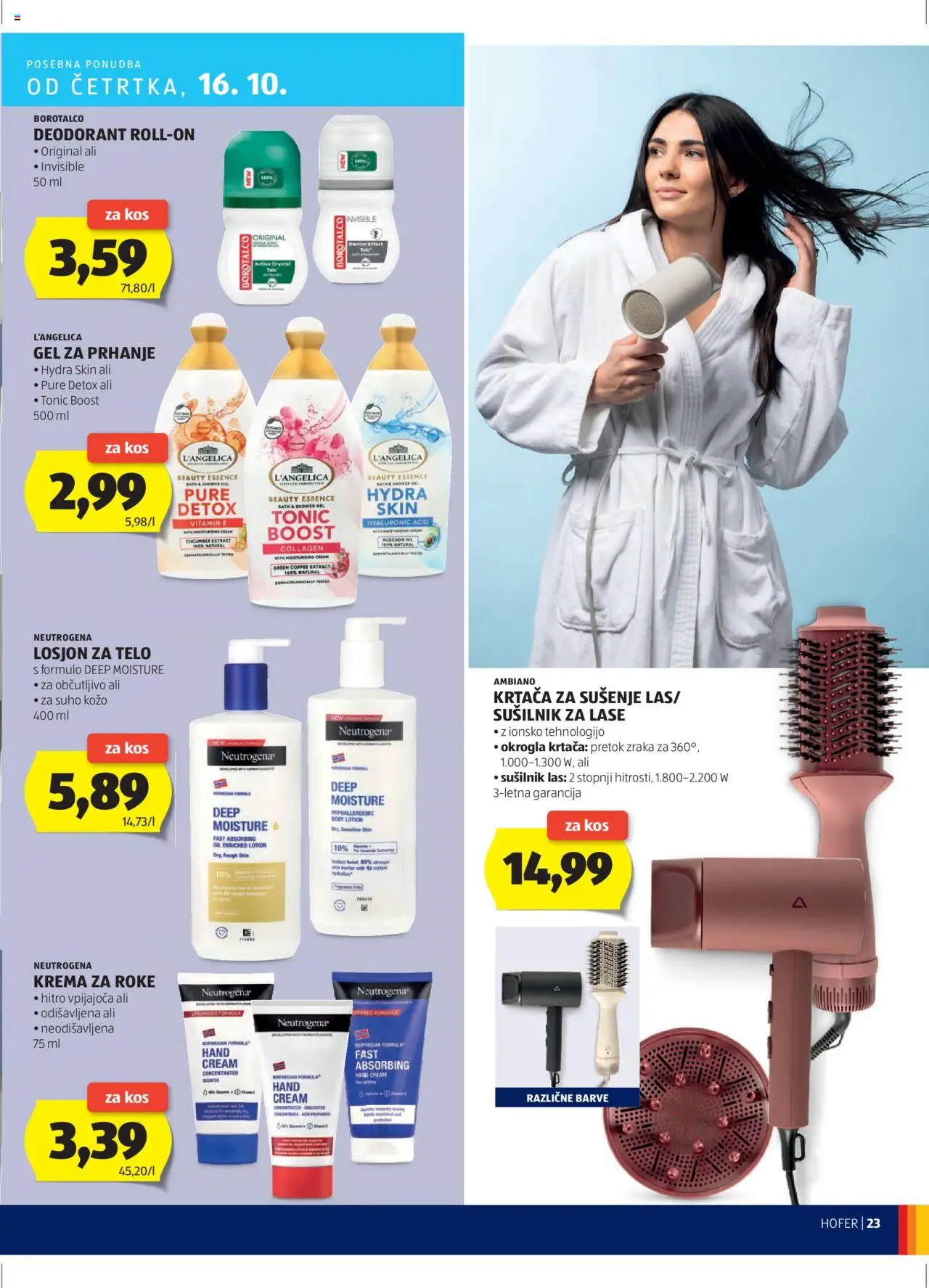 Hofer SI katalog | vrijedi od 09.10.2025 | Stranica: 23 | Proizvodi: Krema, Tonic, L'Angelica, Borotalco