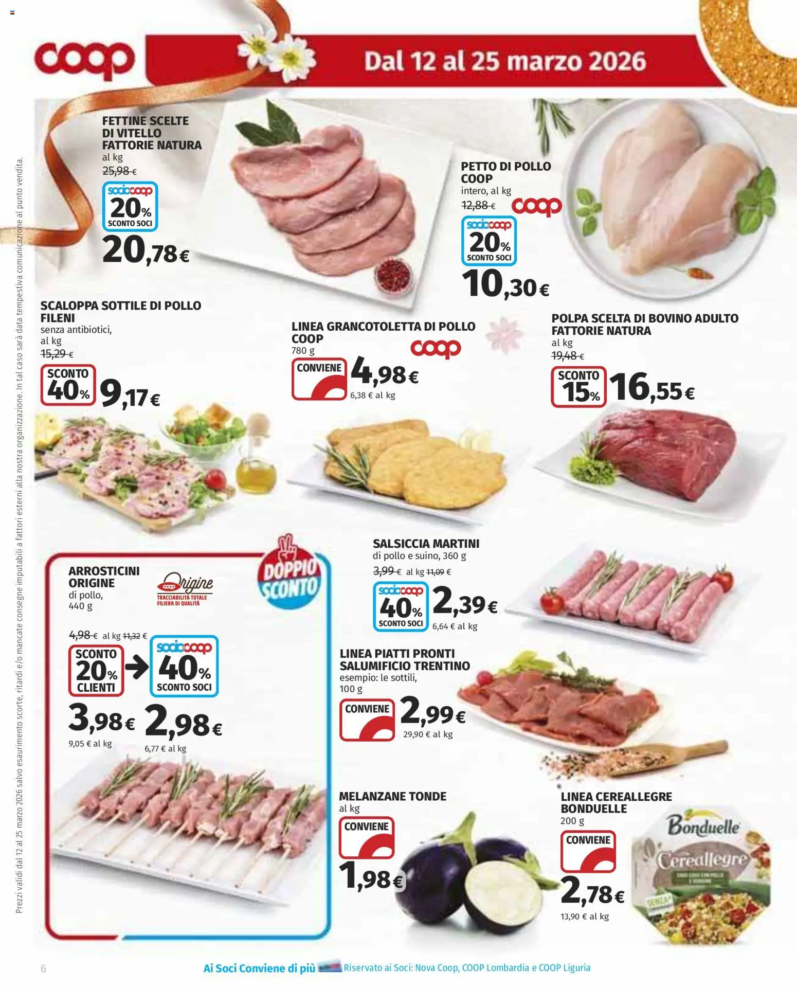 Volantino COOP del 12.03.2026 | Pagina: 6 | Prodotti: Pollo, Data, Vitello, Arrosticini