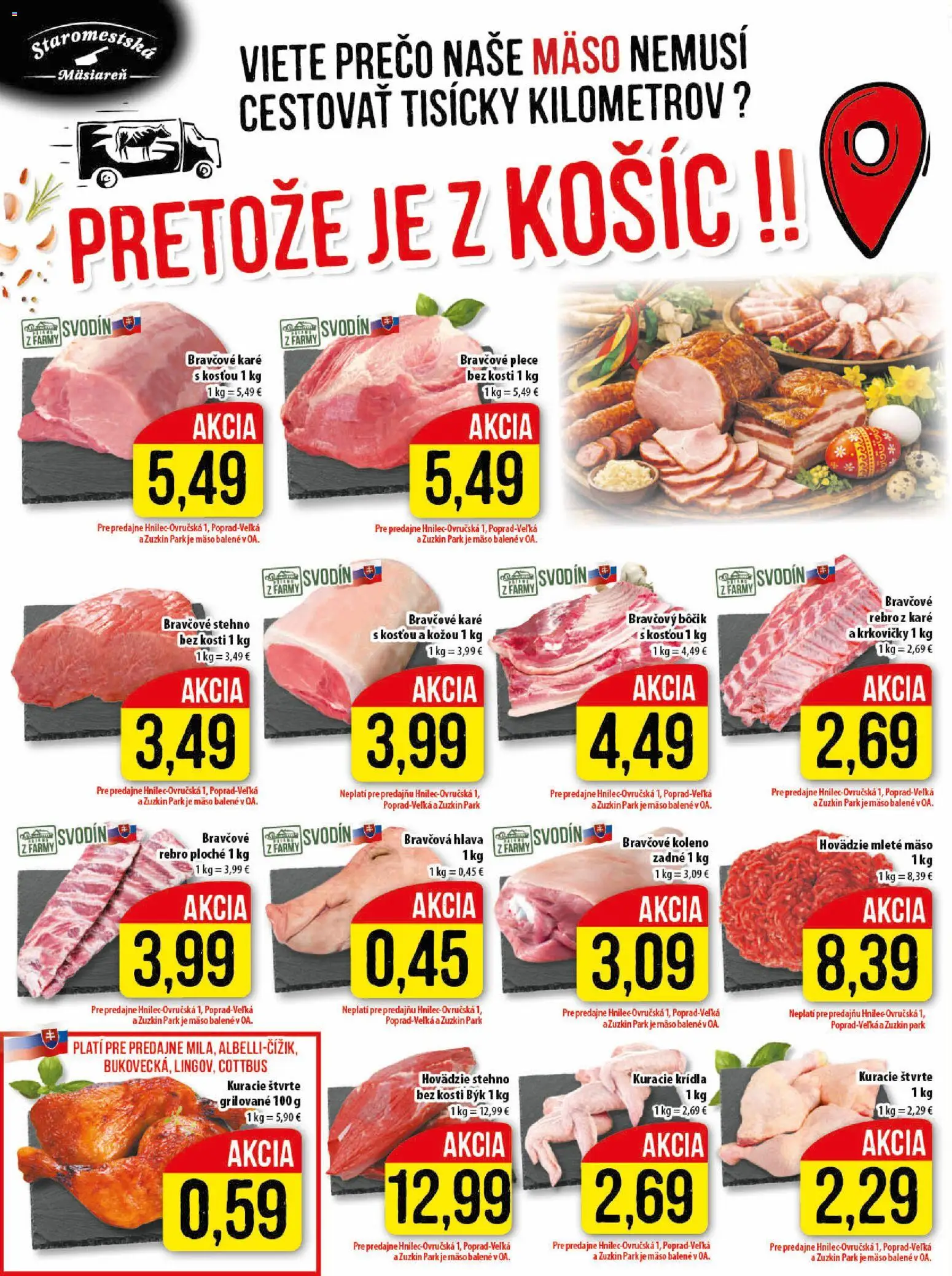 Nové Klas akcie – leták je platný od 30.03.2026 | Strana: 4 | Produkty: Bravčové koleno, Bravčový bôčik, Kuracie krídla, Bravčové karé
