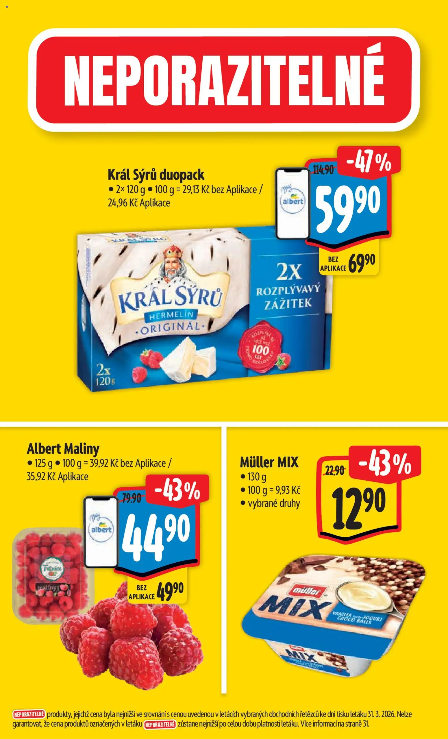 Albert leták - Hypermarket od 07.04.2026 | Strana: 3 | Produkty: Jogurt, Hermelín, Maliny