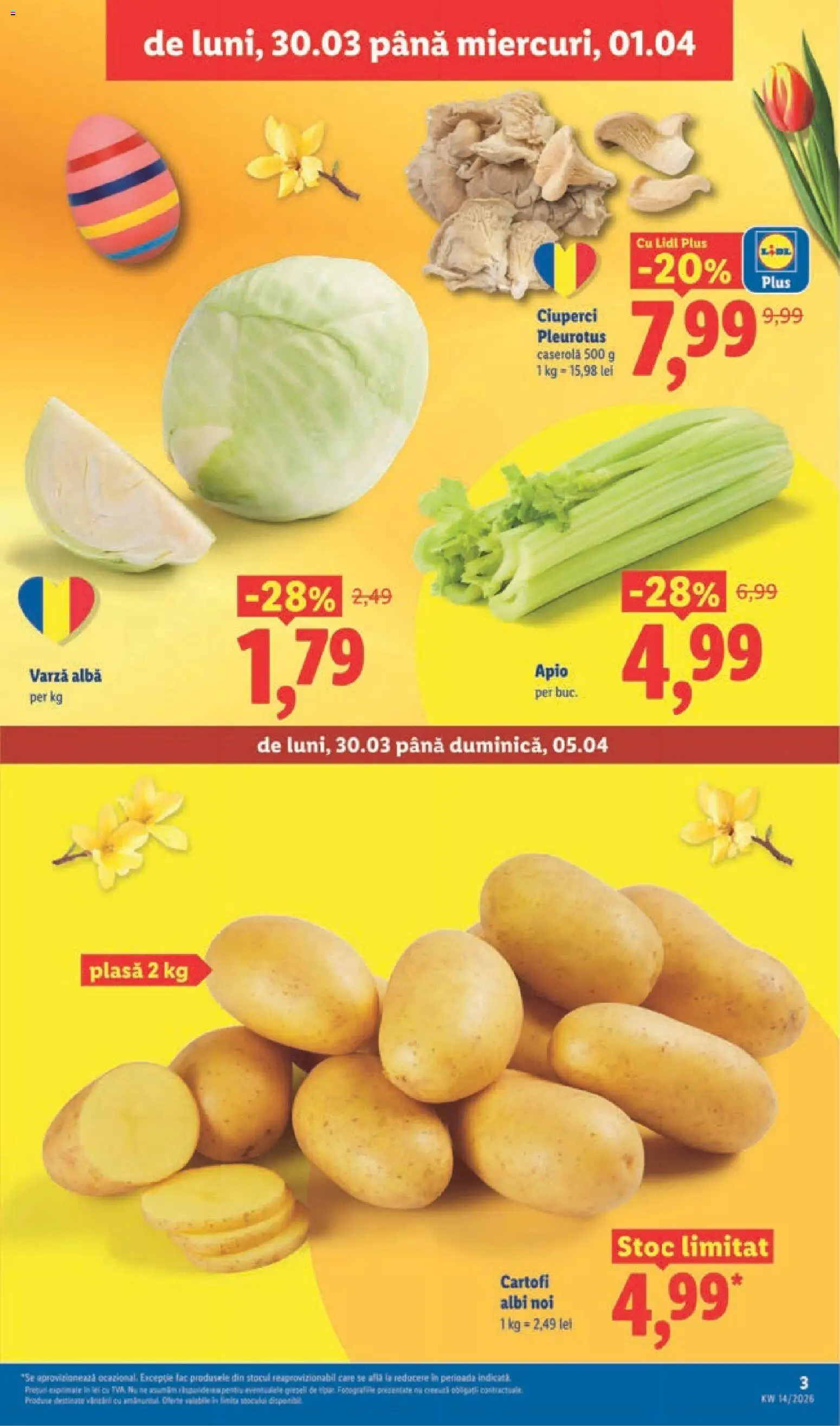 Noul catalog Lidl – valabil de la 30.03.2026 | Pagină: 3 | Produse: Varză, Ciuperci, Cartofi