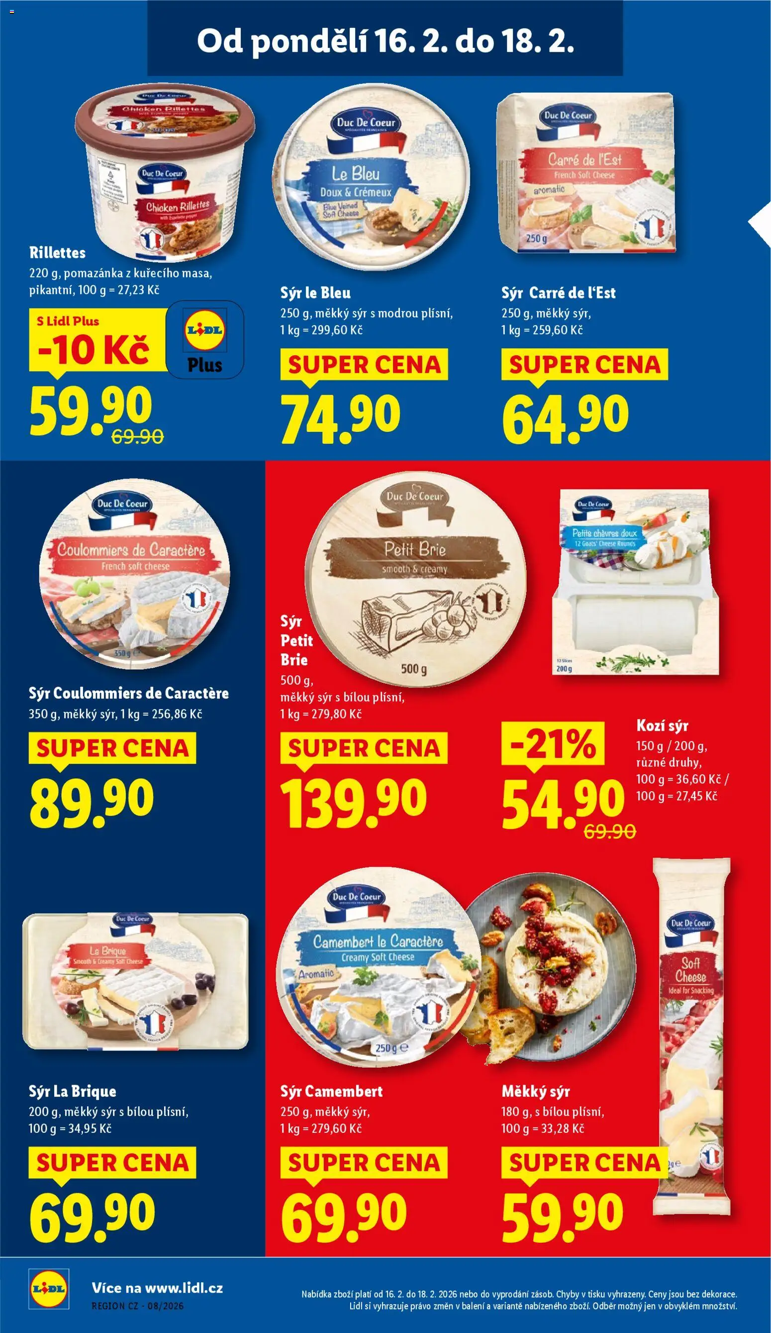 Lidl leták od 16.02.2026 | Strana: 14 | Produkty: Sýr, Pomazánka, Kozí sýr, Camembert