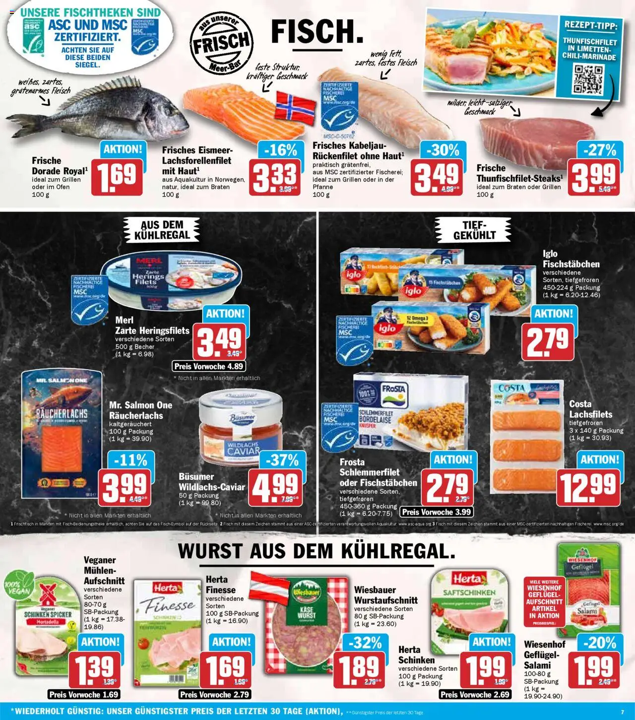 HIT - Hessen – gültig ab 06.10.2025 | Seite: 7 | Produkte: Käse, Fischstabchen, Salami, Schinken
