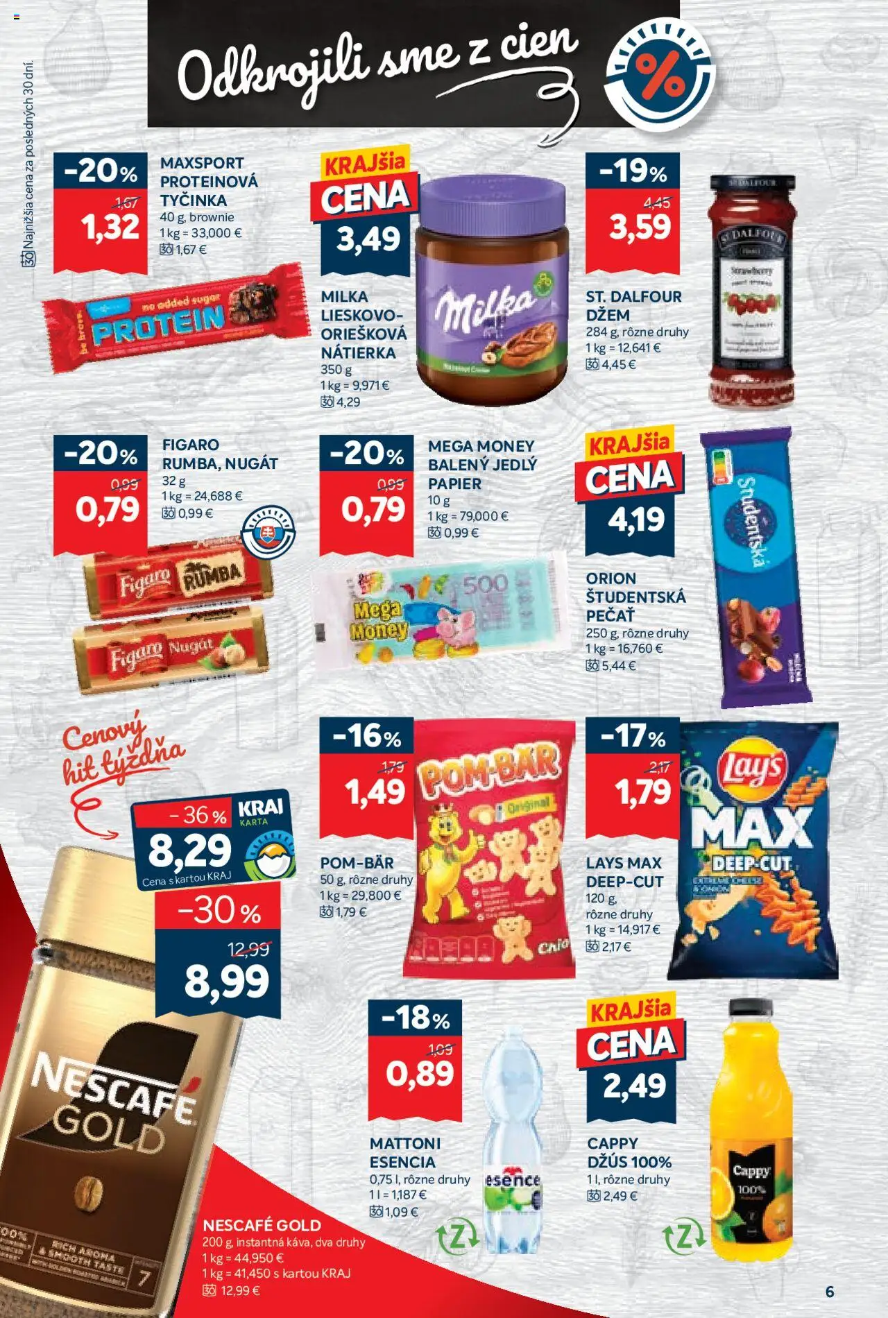 Nové Kraj akcie – leták je platný od 16.10.2025 | Strana: 8 | Produkty: Protein, Mattoni, Milka, Nescafé Gold